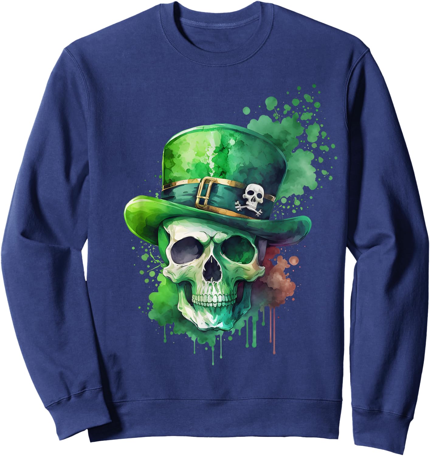 Saint Patricks Day Skull Pirate Green Men's , black Sweatshirt - Sweatshirt | Navy