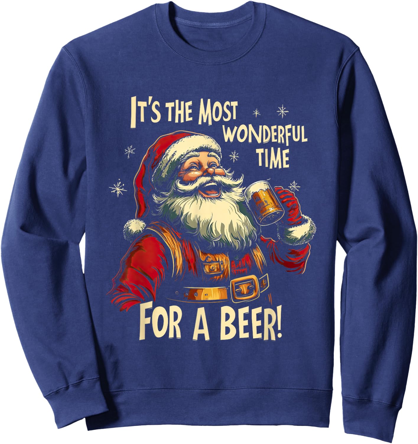 Funny Christmas Beer Drinking Santa Claus Sweatshirt - Sweatshirt | Navy