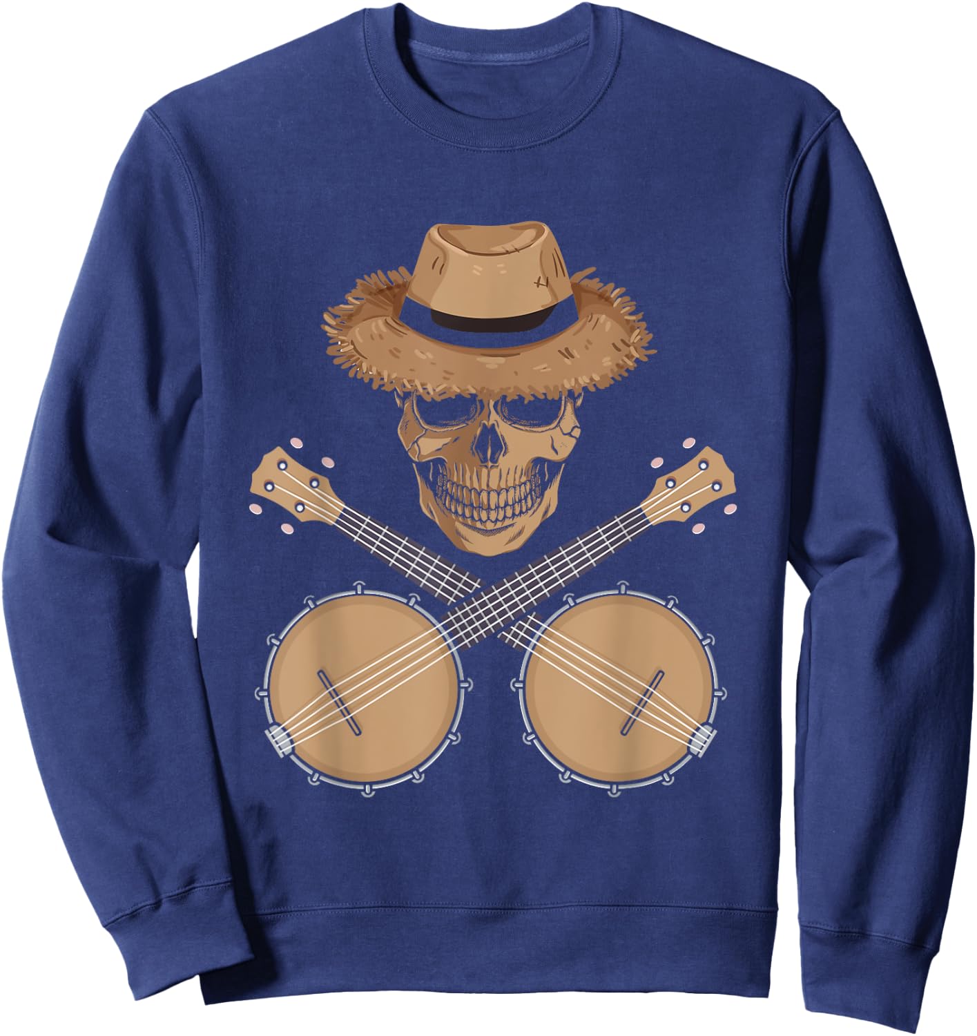 Banjo Player Skeleton | Bluegrass Country Music | Banjoist Sweatshirt - Sweatshirt | Navy