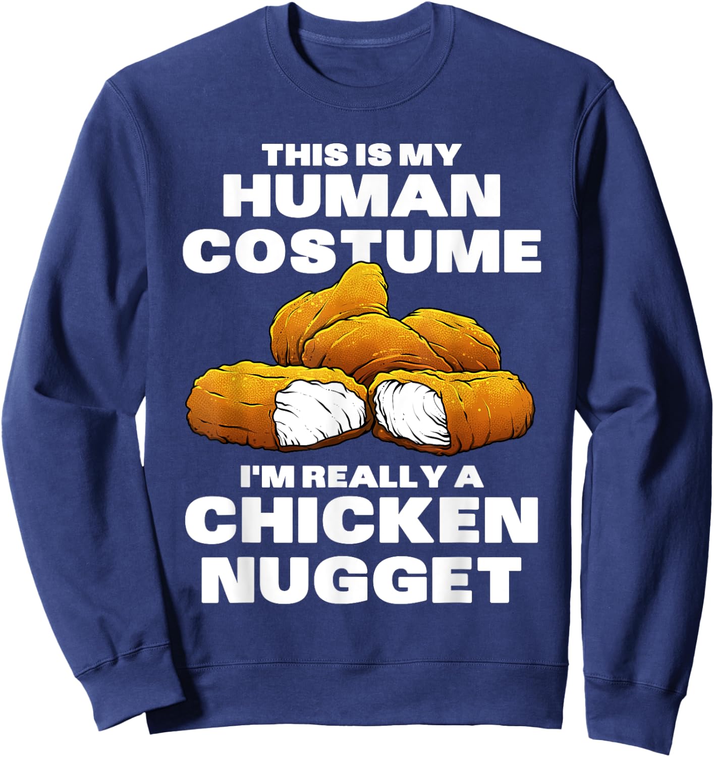Funny Chicken Nugget Costume For Kids Fashion Nugget Foodie Sweatshirt - Sweatshirt | Navy