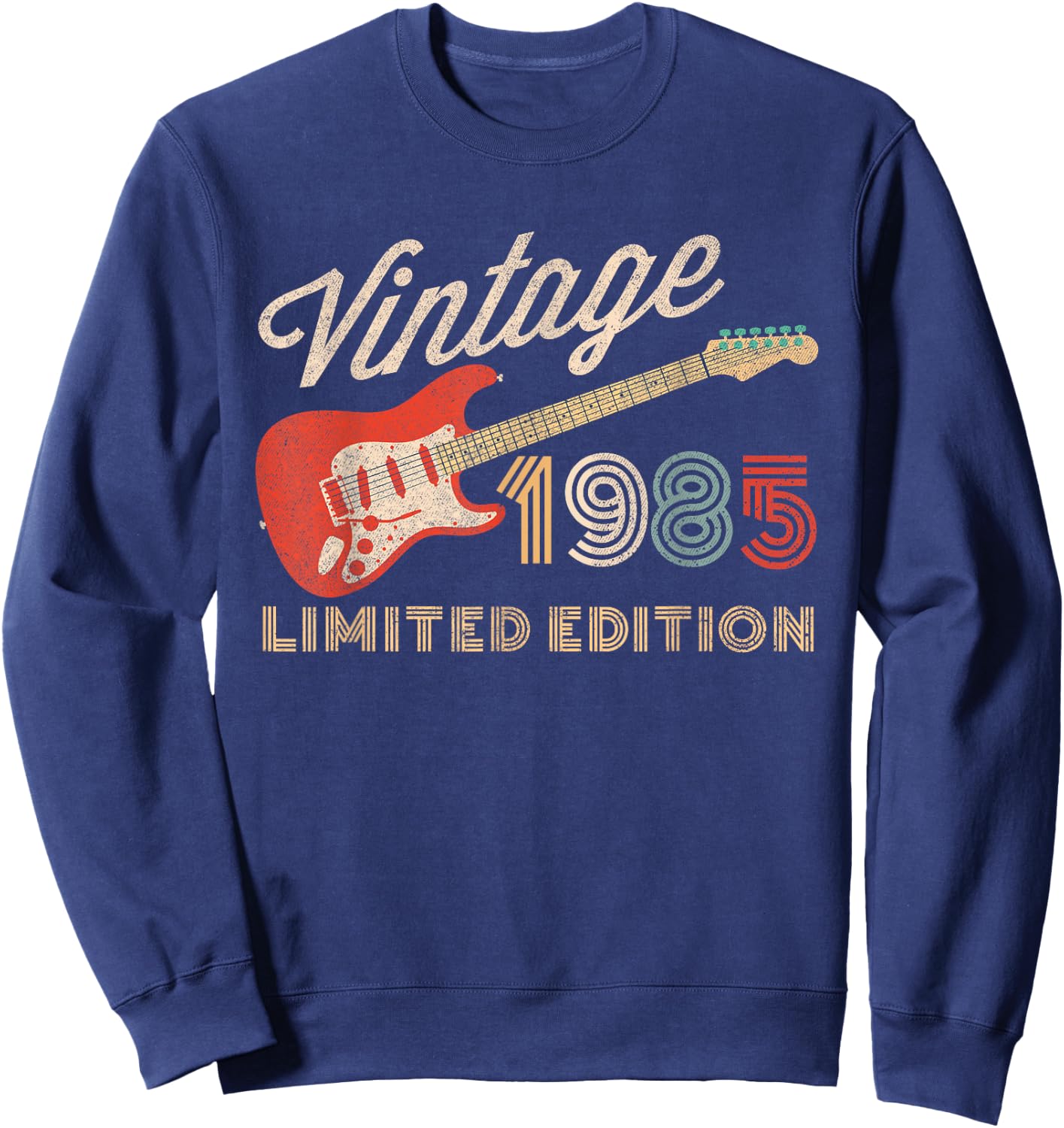 Vintage 1985 Limited Edition Guitar Year Of Birth Birthday Sweatshirt - Sweatshirt | Navy