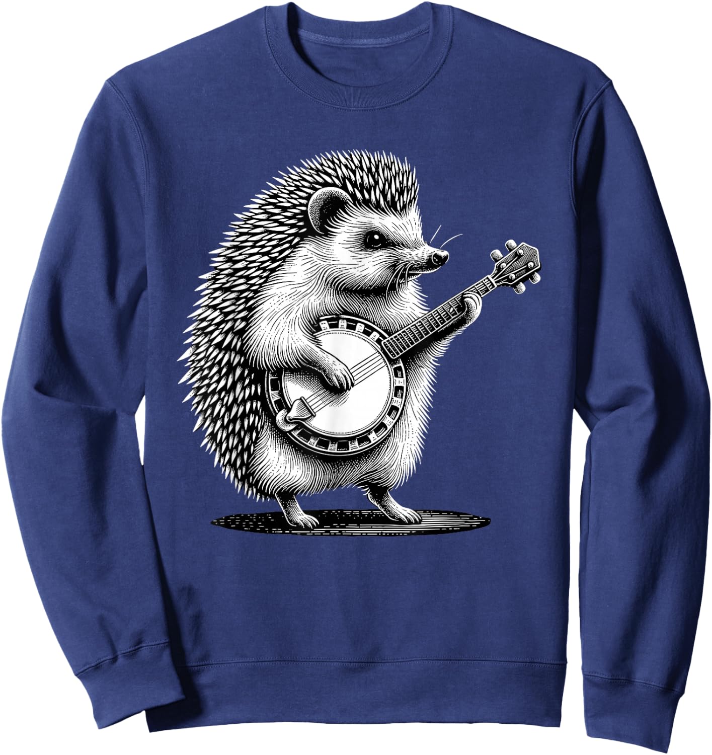 Hedgehog Playing Banjo Marching Band Musician Instrument Sweatshirt - Sweatshirt | Navy