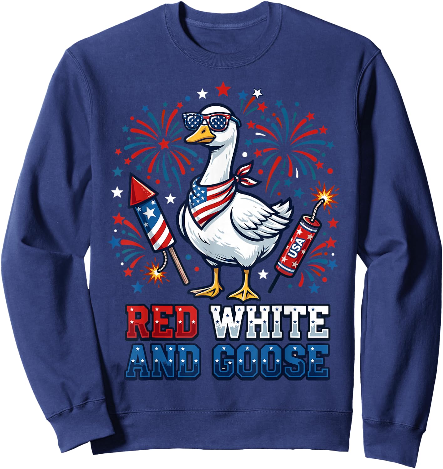 Goose 4th of July Patriotic USA Sweatshirt - Sweatshirt | Navy
