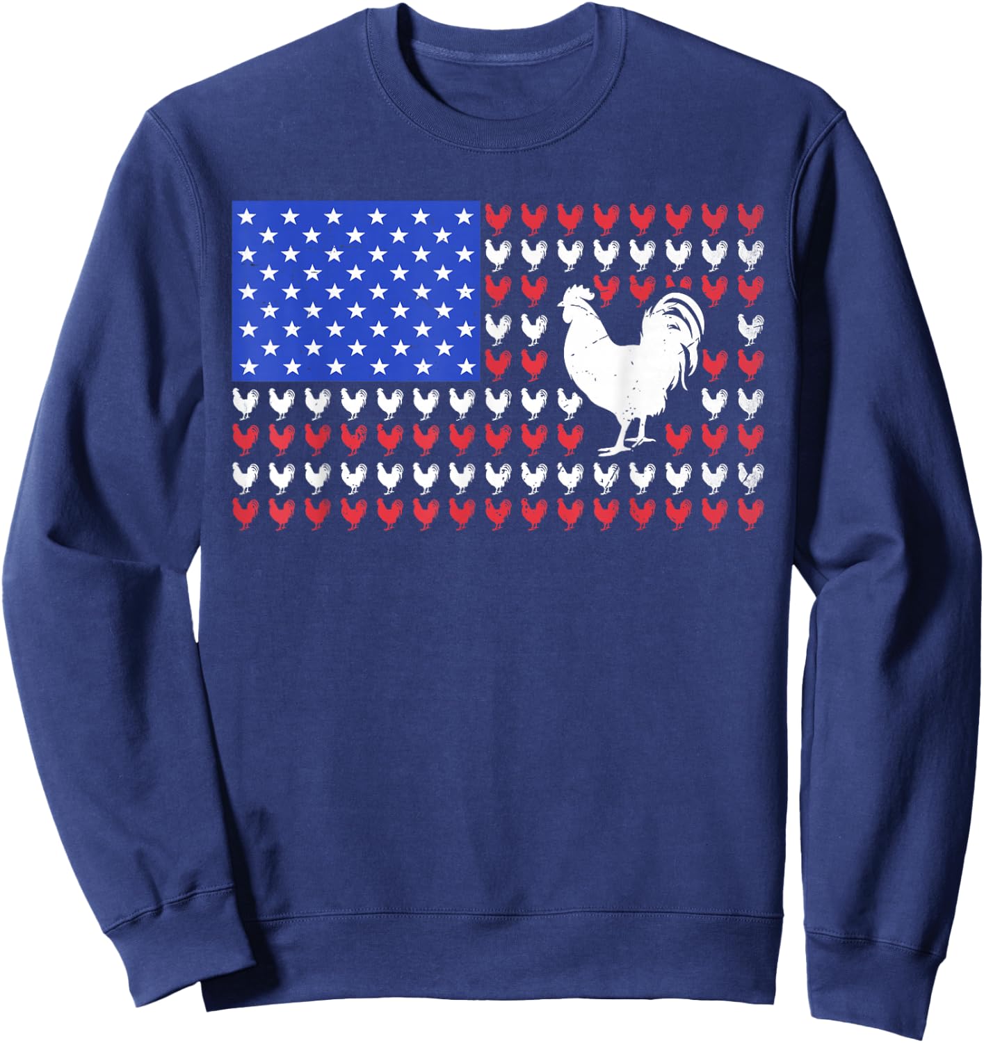 4th of July America USA Flag Chicken Patriotic Men Women Kid Sweatshirt - Sweatshirt | Navy