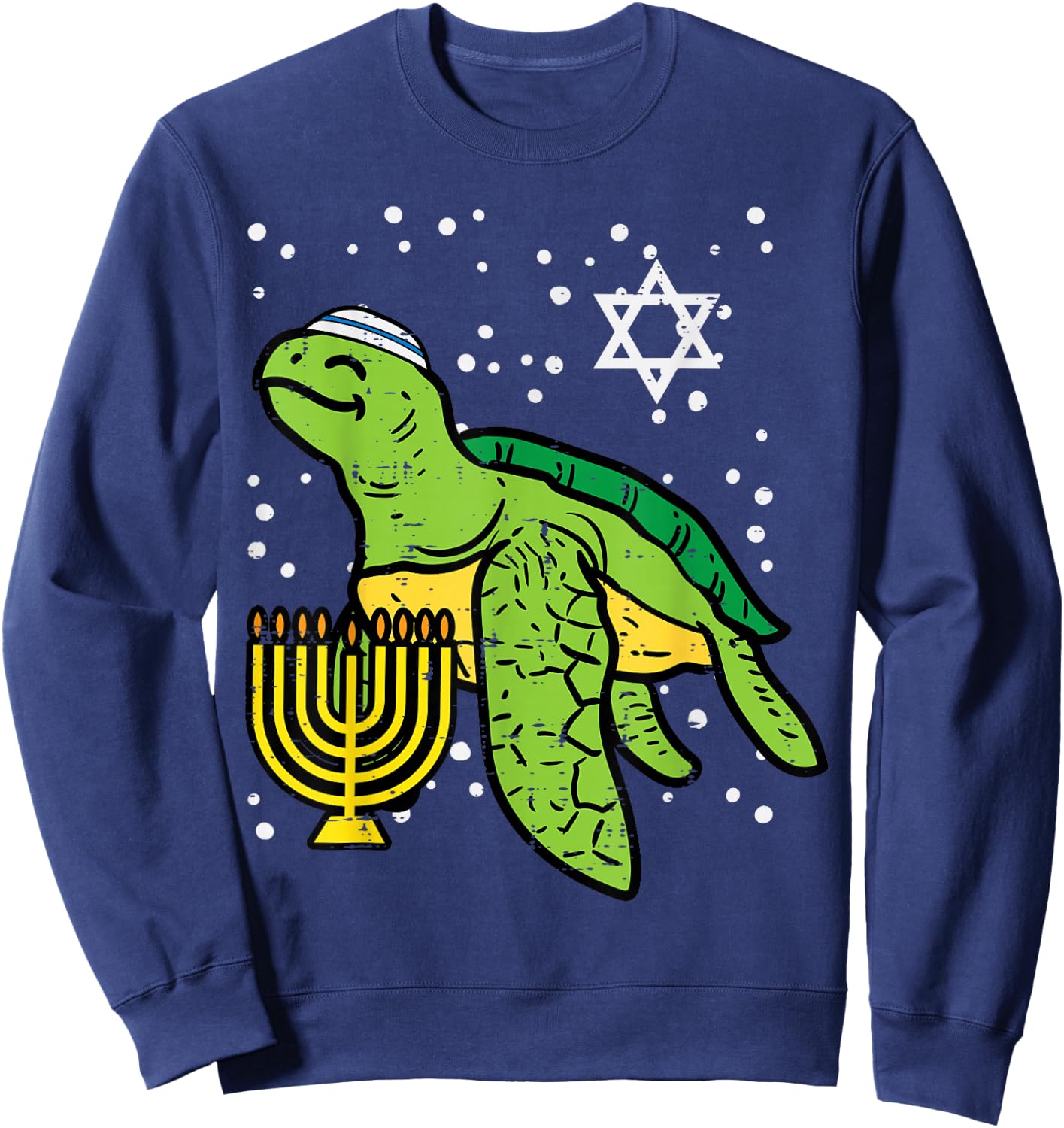 Hanukkah Sea Turtle Tortoise Chanukah Jewish Men Women Kids Sweatshirt - Sweatshirt | Navy