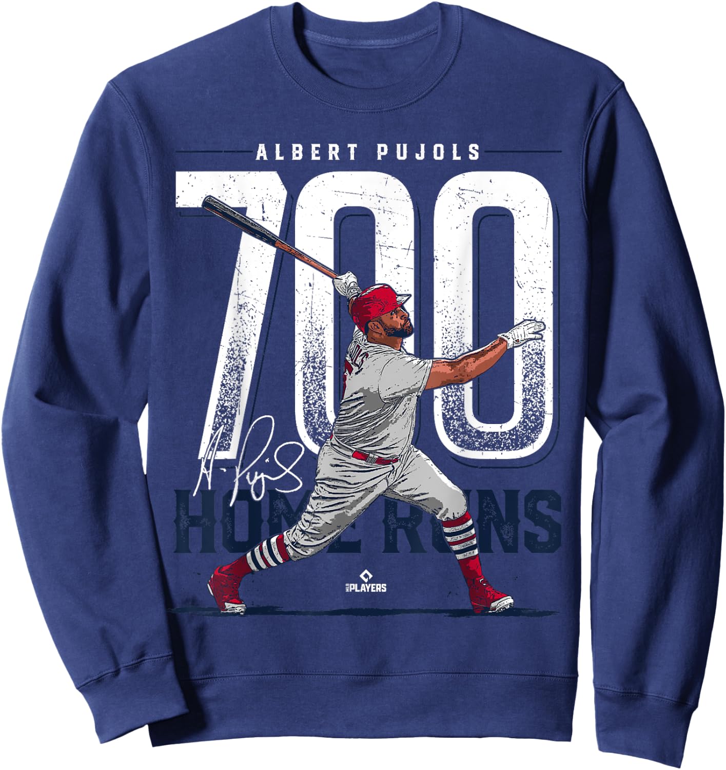 BallPark MVP Albert Pujols 700 Home Runs St Louis MLBPA -Adults & Youth Black Cotton Short Sleeve Sweatshirt - Sweatshirt | Navy