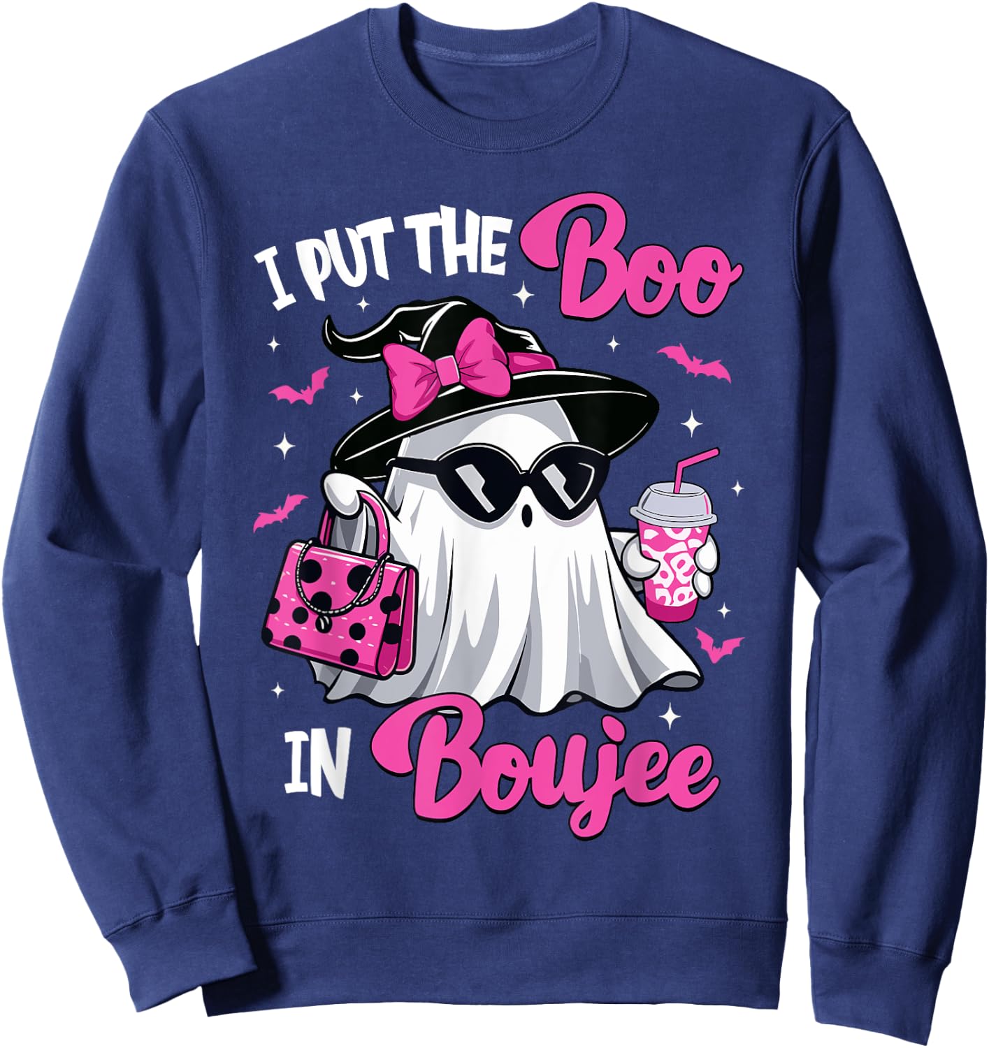 Boujee Boo Jee Spooky Ghost Pink Halloween Pumpkin Costumes Sweatshirt - Sweatshirt | Navy