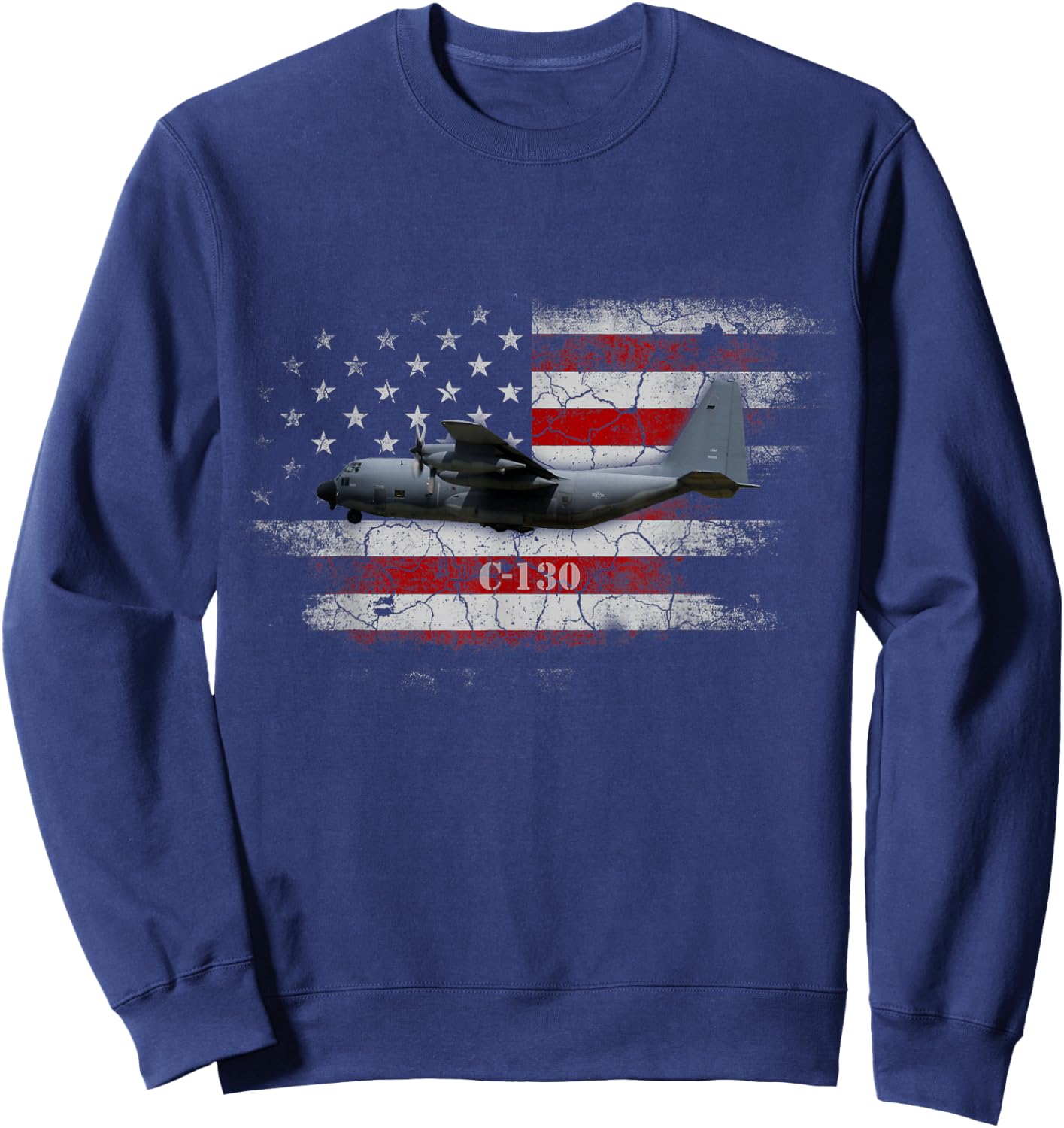C-130 - Combat Air Force Veteran Veterans Day Gift Sweatshirt - Sweatshirt | Navy