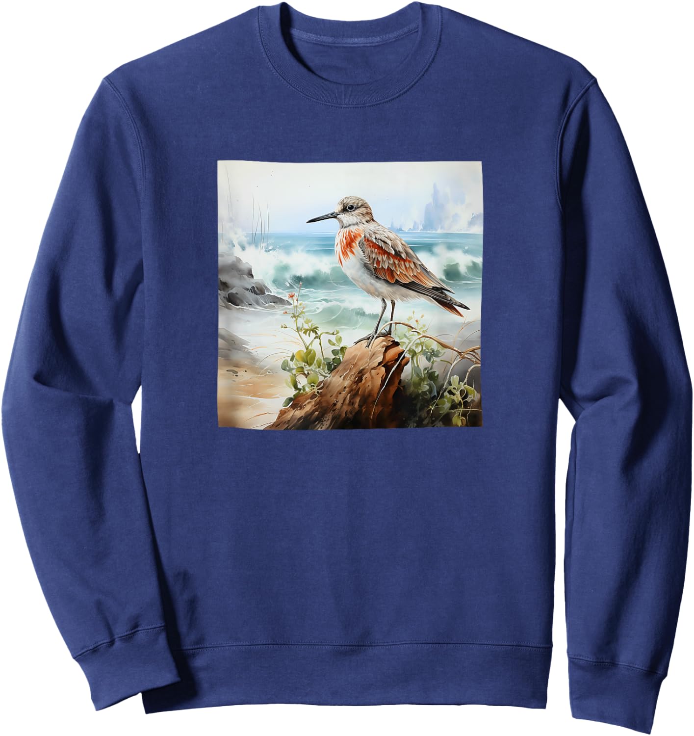 Sandpiper Ocean Watercolor Graphic Sweatshirt - Sweatshirt | Navy