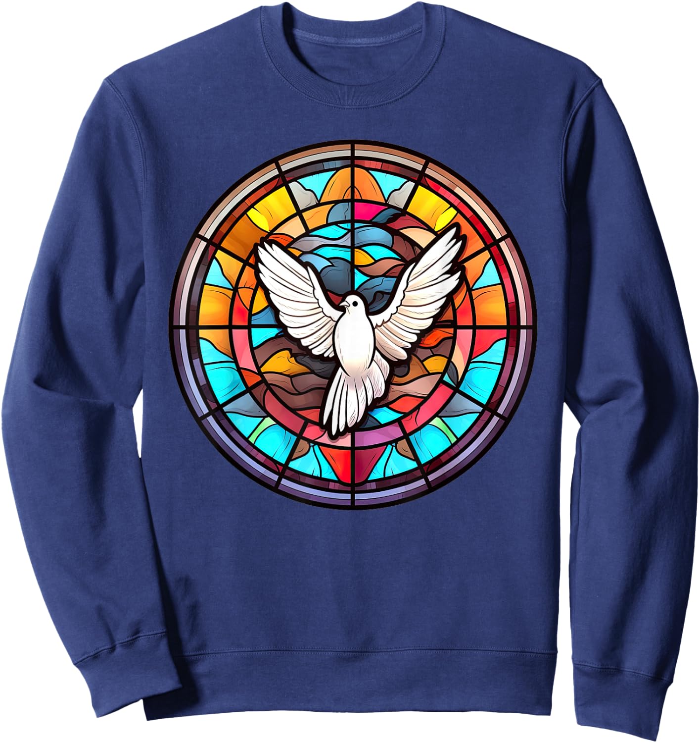 Heiliger Geist Taube Lob Jesus Heiliger Geist in Buntglas Sweatshirt - Sweatshirt | Navy