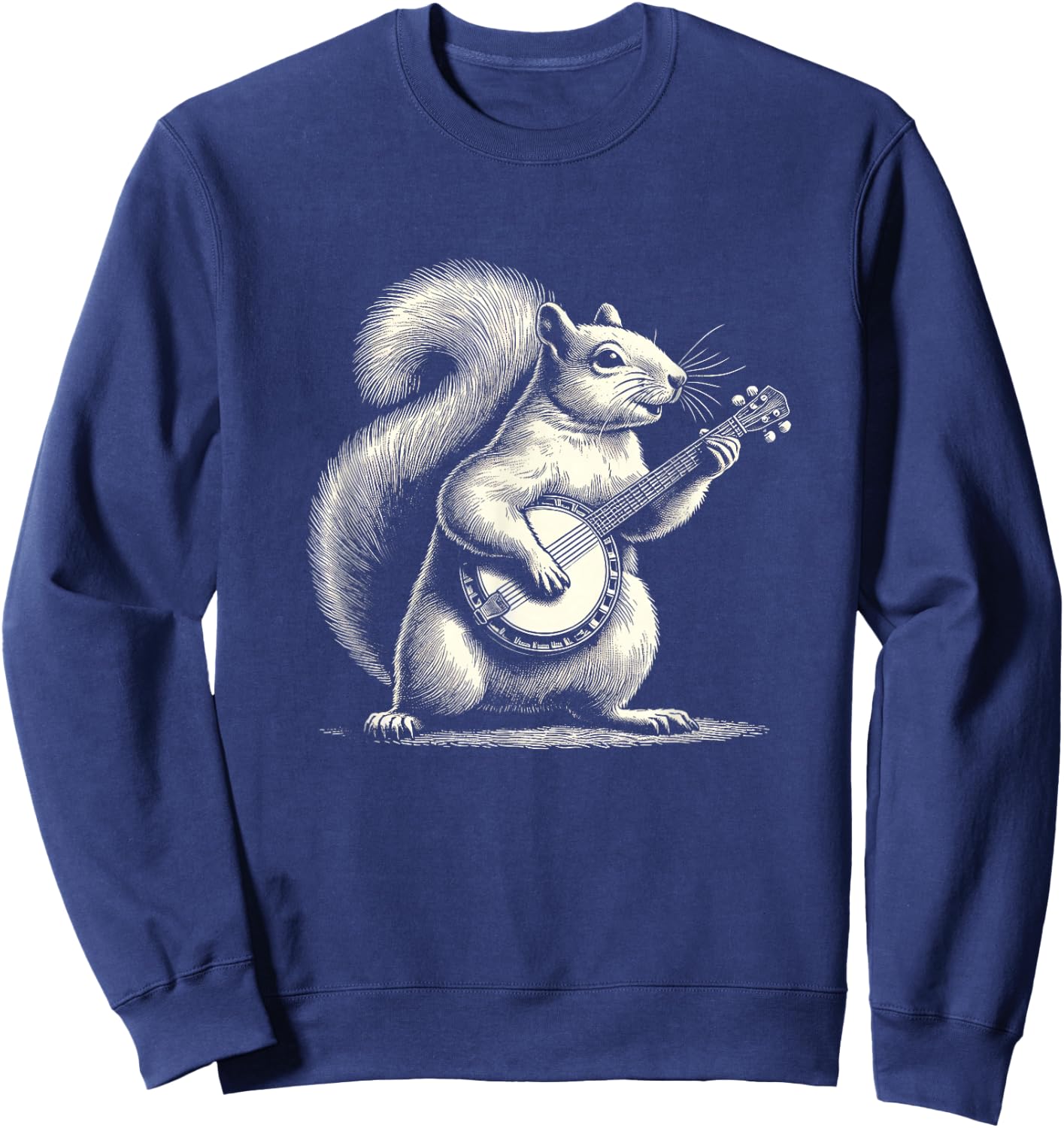Squirrel Playing Banjo Graphic Art Design Sweatshirt - Sweatshirt | Navy