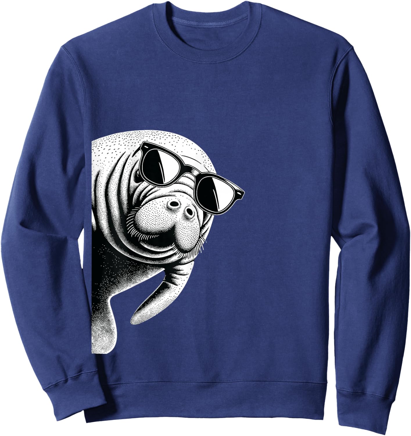 Funny Manatee Wearing Sunglasses Manatee Lover Sweatshirt - Sweatshirt | Navy