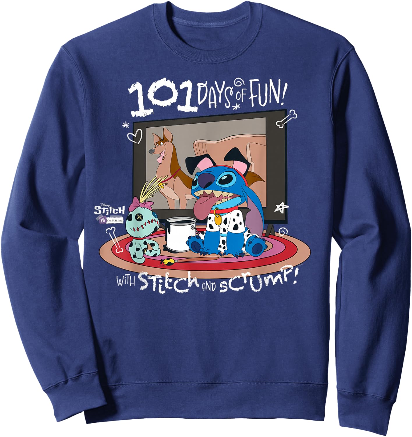 Disney 100 Stitch in Costume 101 Dalmatians Fun & Scrump Sweatshirt - Sweatshirt | Navy