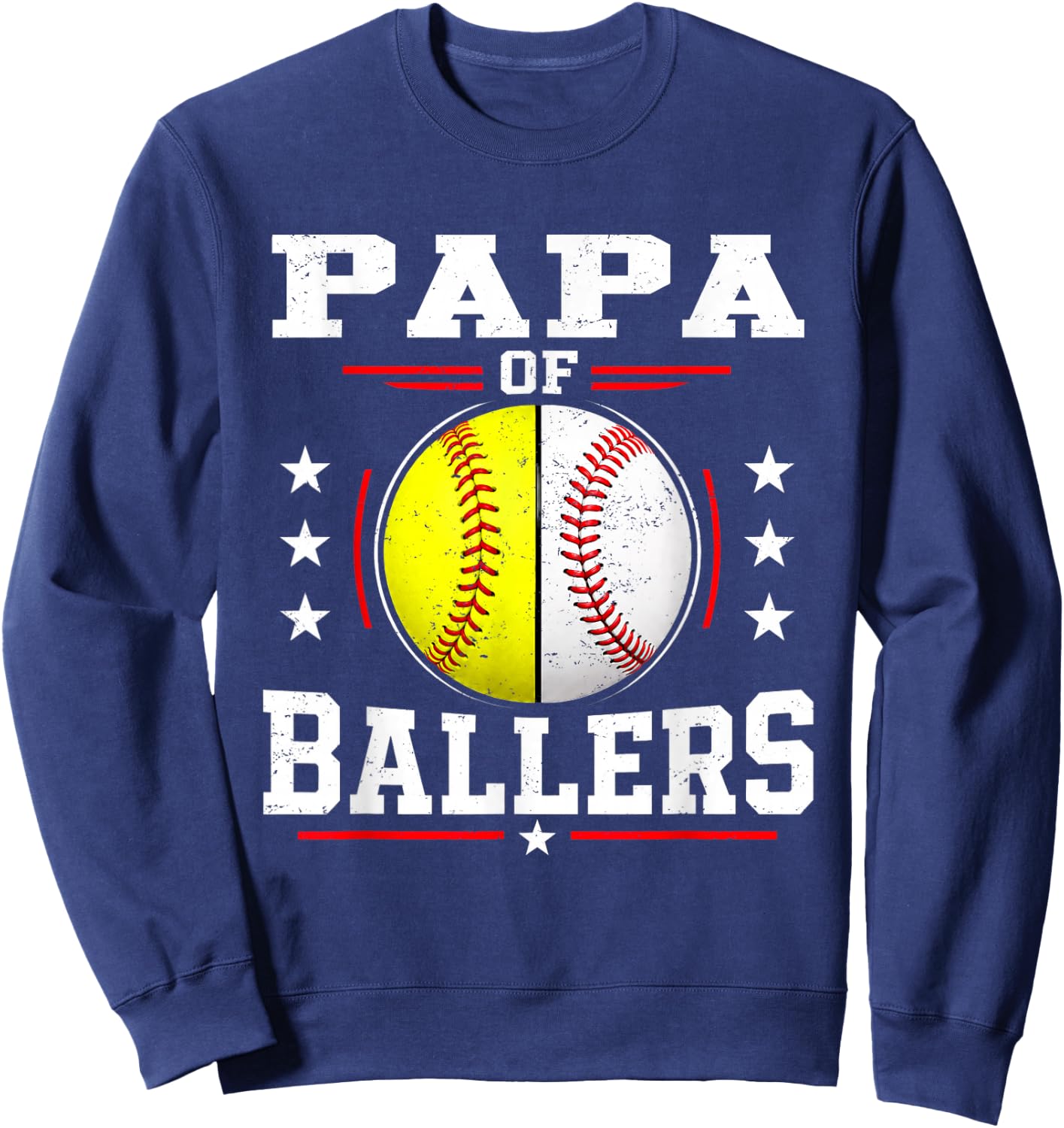 Papa of Ballers Baseball Softball Papa Sweatshirt - Sweatshirt | Navy