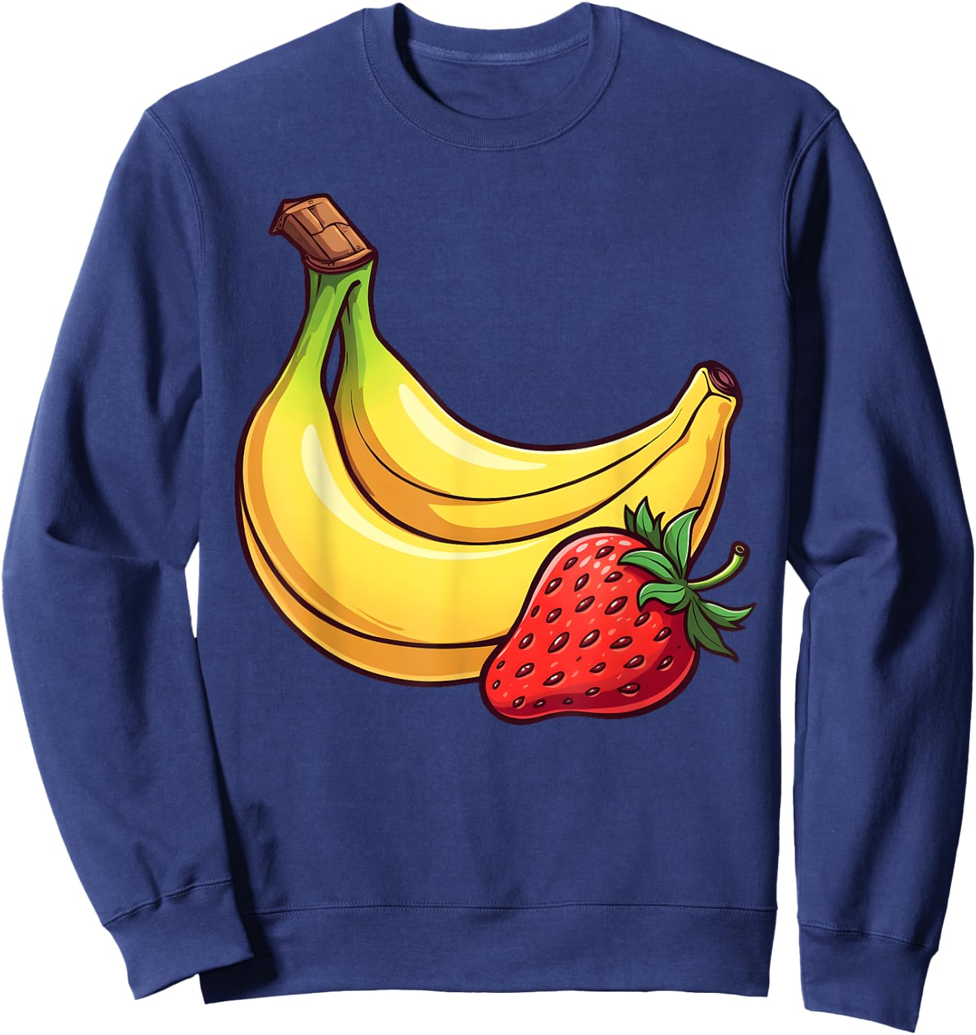 Banana Strawberry Fruit Kawaii Fruits Comic Cartoon Kids Sweatshirt - Sweatshirt | Navy