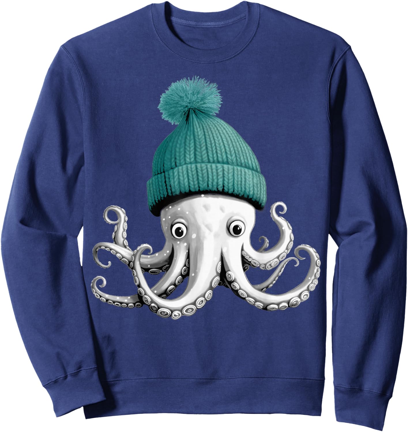 Octopus With Winter Hat Sweatshirt - Sweatshirt | Navy