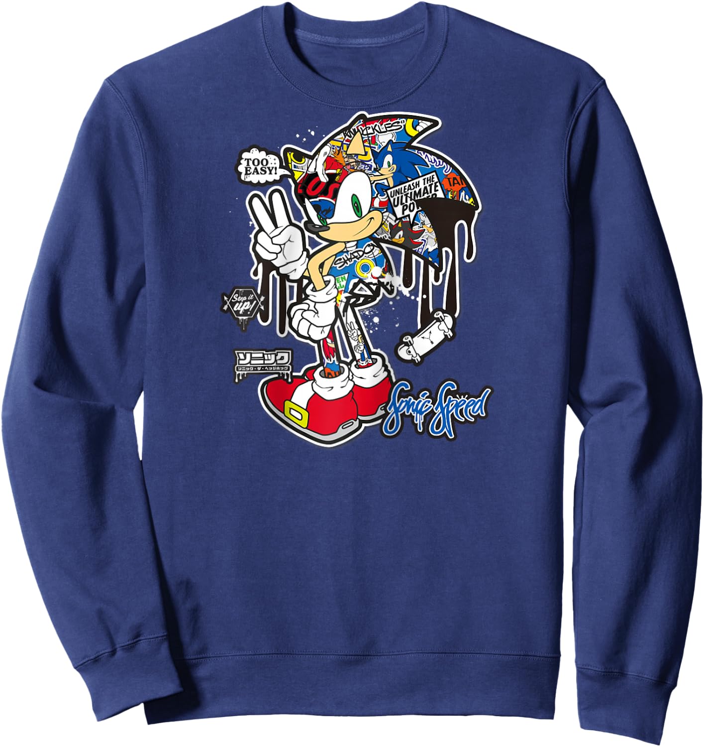 Sonic the Hedgehog Sticker Sonic Speed Raglan Baseball Sweatshirt - Sweatshirt | Navy