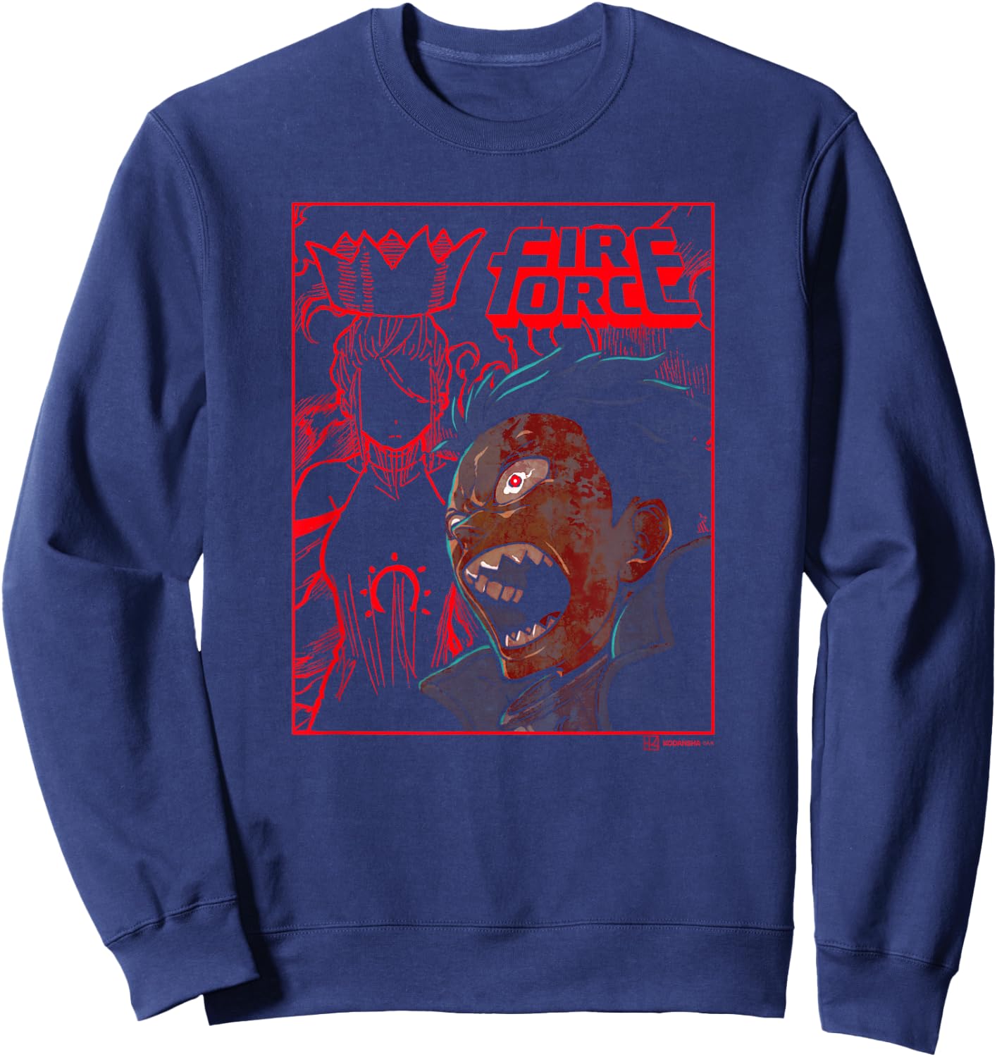 Ripple Junction x Fire Force Shock Shinra Haumea Silhouette , Black, S Sweatshirt - Sweatshirt | Navy