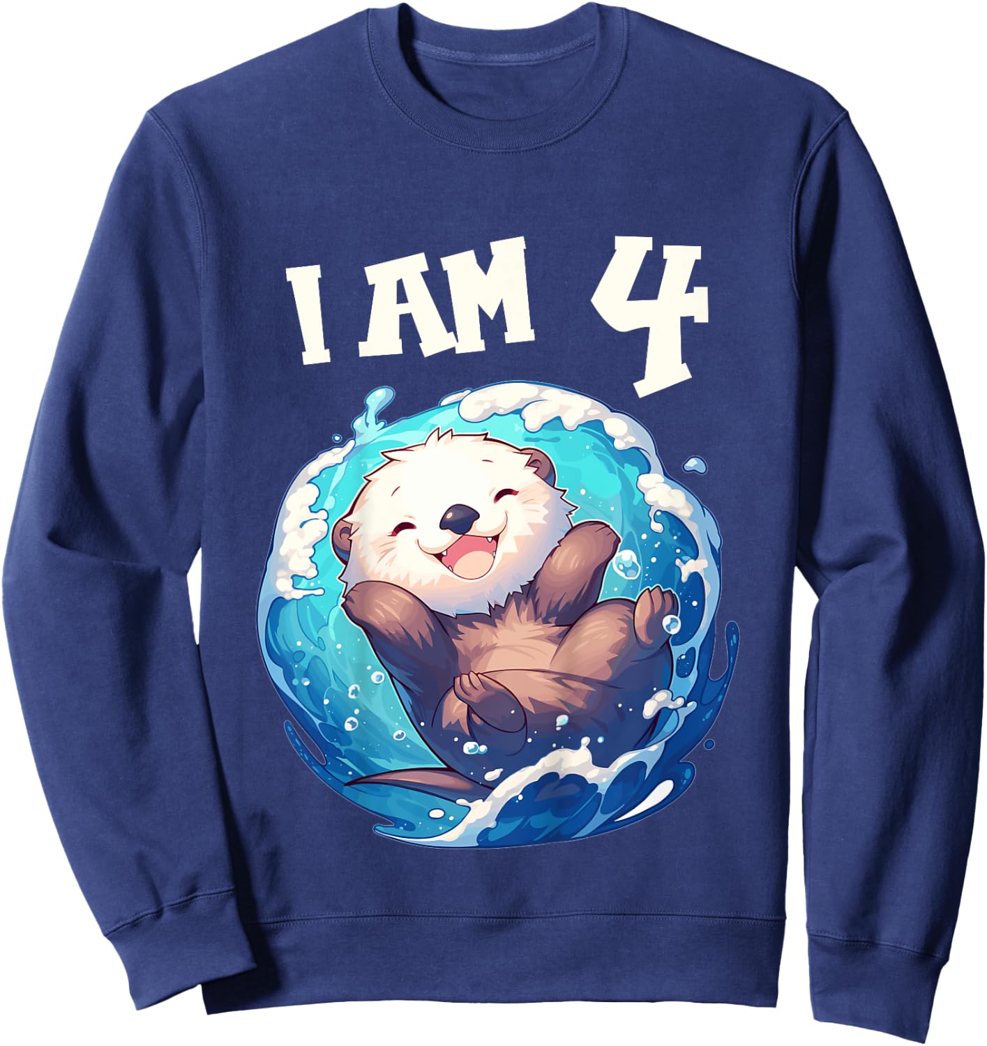 Kids 4 Years old 4 birthday Sea Otters Boy Girl Sea Otter Sweatshirt - Sweatshirt | Navy