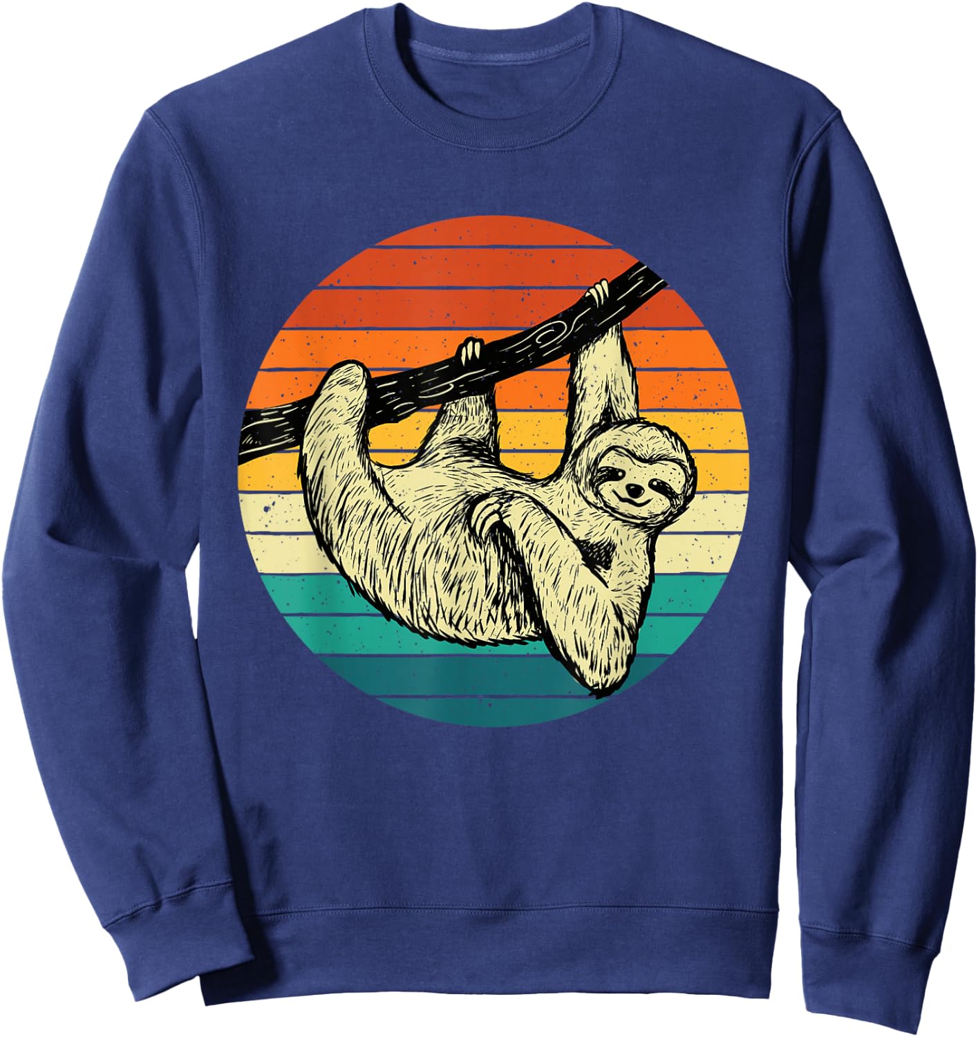 Sloth Hugging Branch - Retro Vintage Animal Lover Zookeeper Sweatshirt - Sweatshirt | Navy
