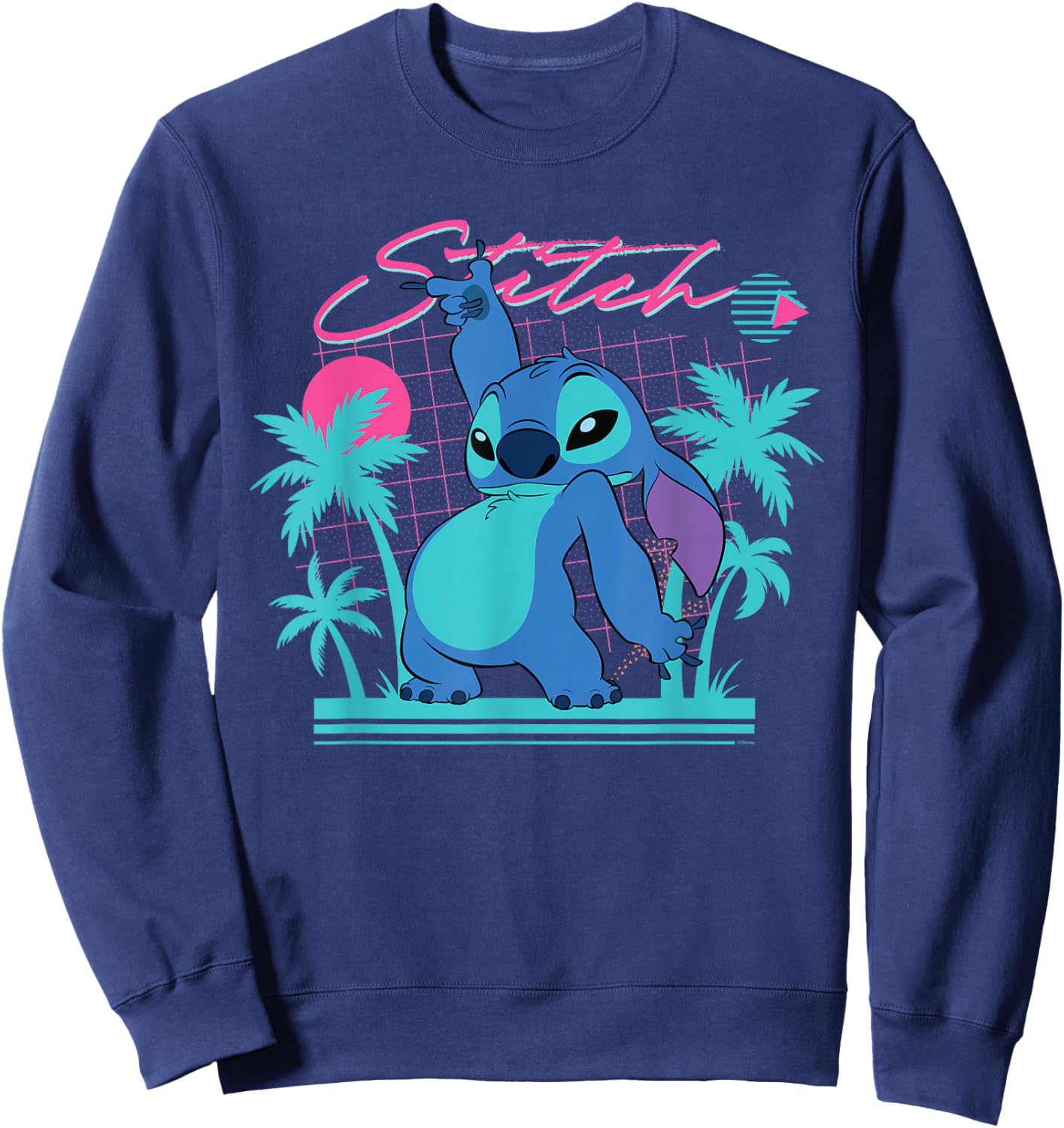 Disney Stitch Retro ’90s Couples Matching Valentine’s Stitch Sweatshirt - Sweatshirt | Navy