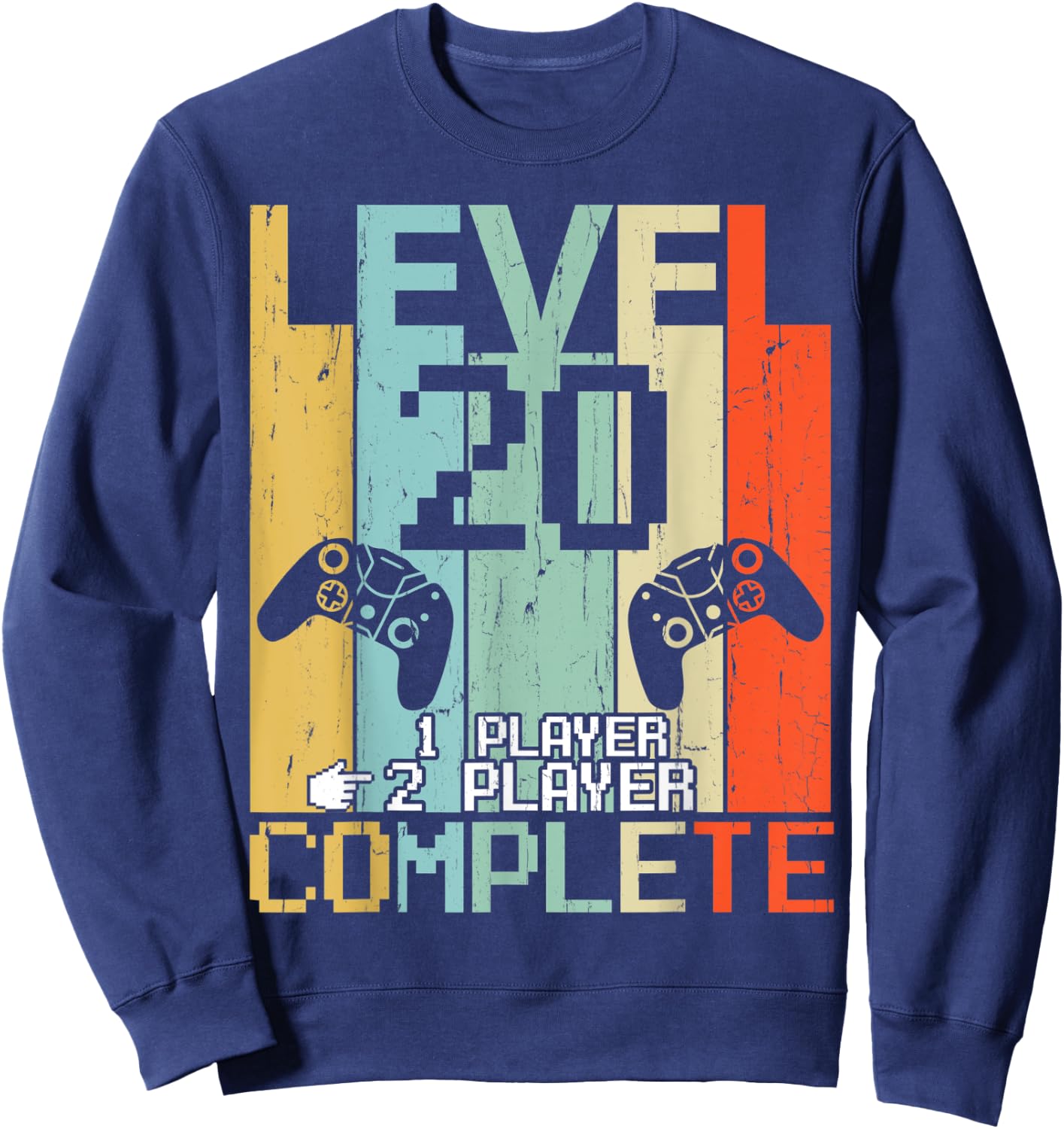 Level 20 Years Complete Gamer Couple Vintage Retro Shirt Sweatshirt - Sweatshirt | Navy