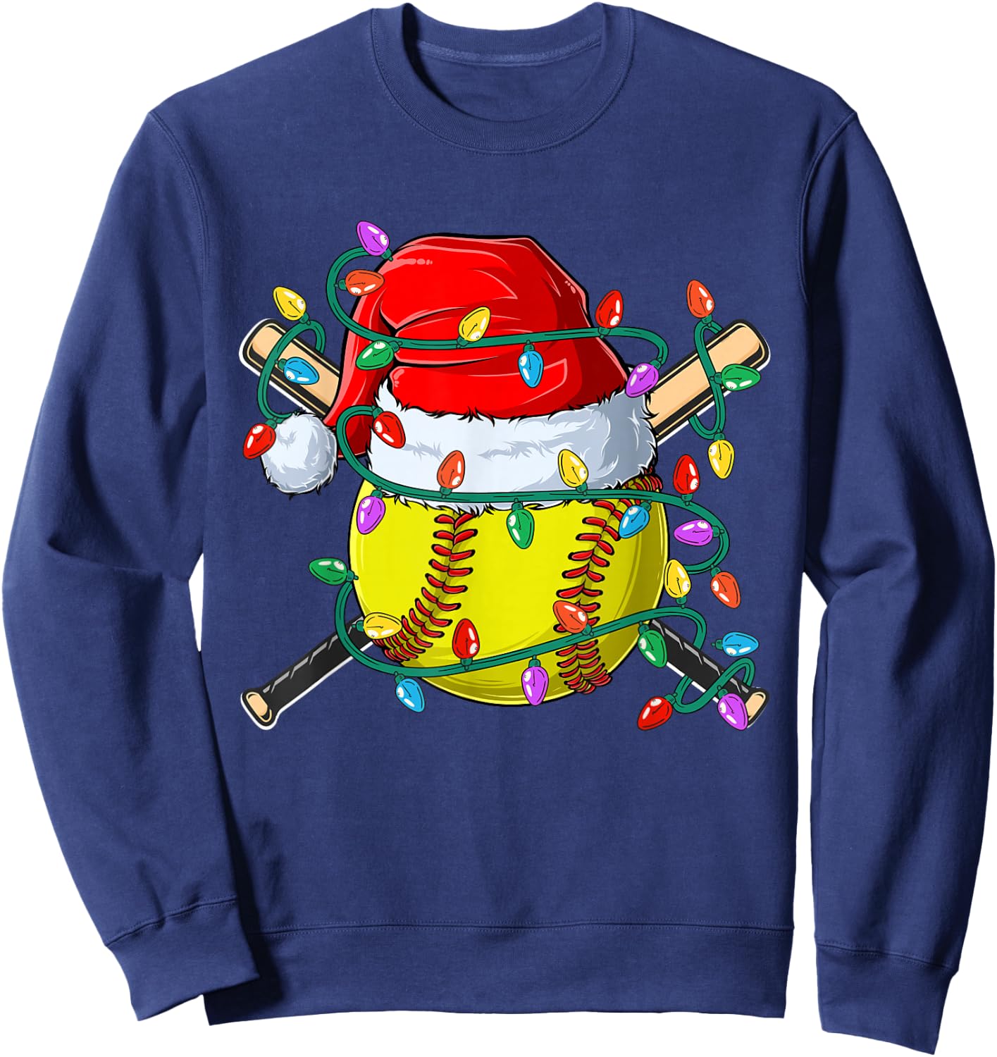Christmas Softball Xmas Santa Sports Hat Kids Sweatshirt - Sweatshirt | Navy