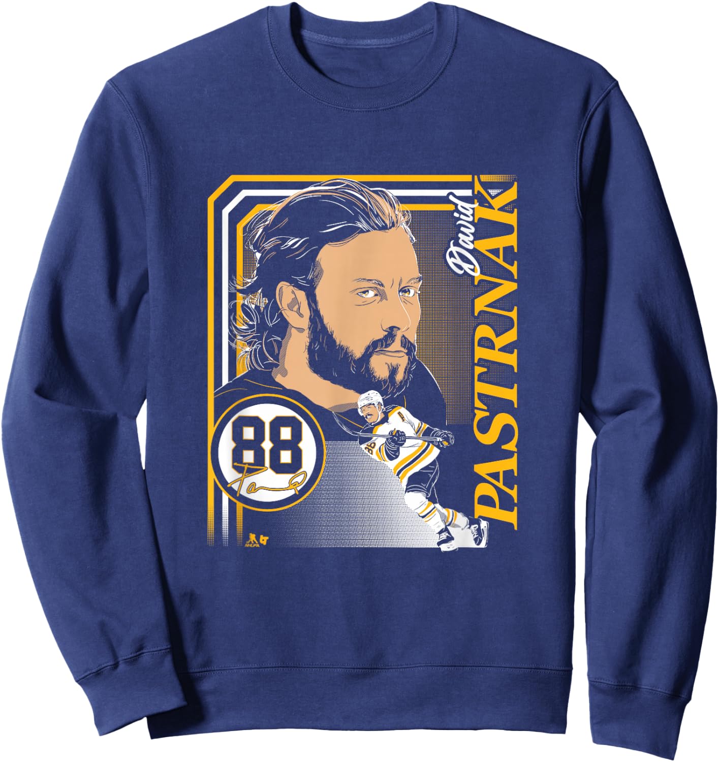David Pastrnak: Collage Frame - Boston Hockey Sweatshirt - Sweatshirt | Navy