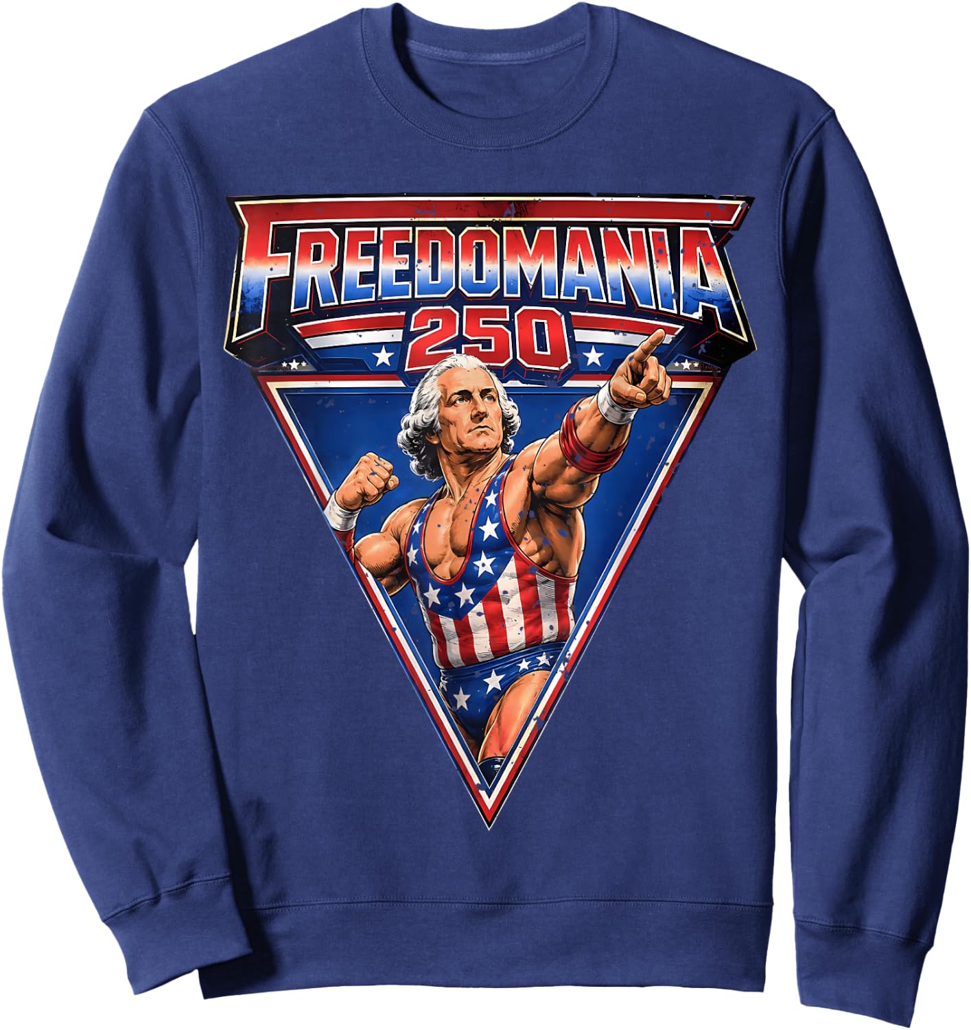 George Washington Freedomania 250 Years 4th of July Sweatshirt - Sweatshirt | Navy