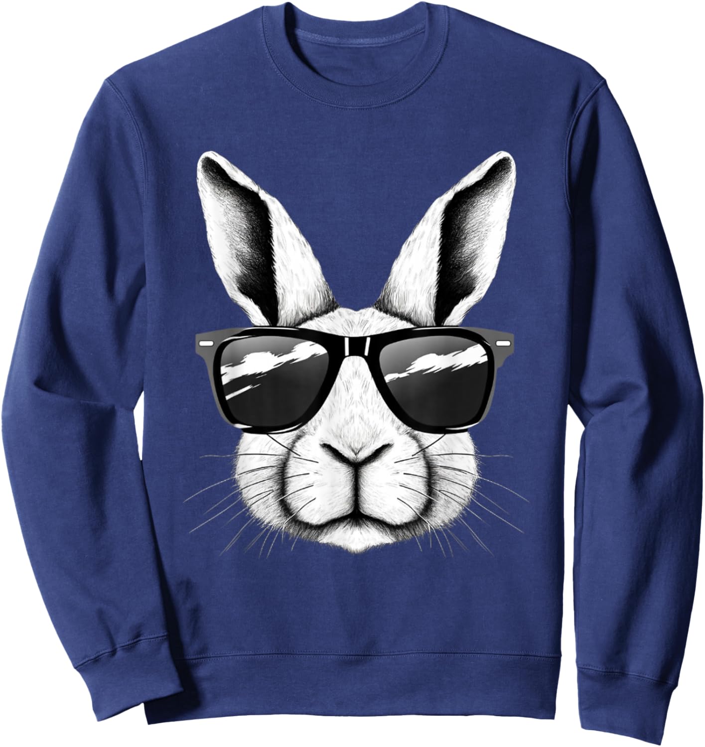 Cool Bunny Face Sunglasses Funny Easter Bunny Rabbit Sweatshirt - Sweatshirt | Navy