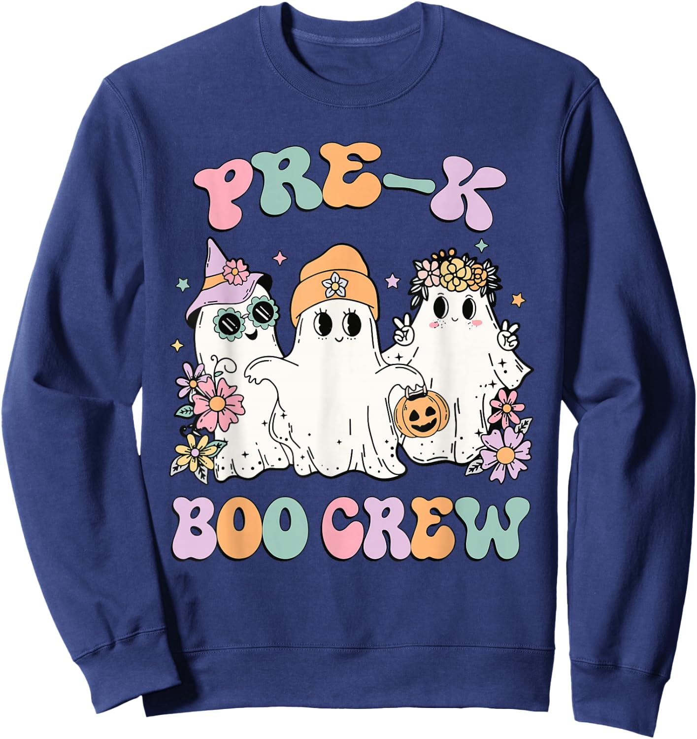 Teacher Boo Crew Pre K Cute Ghost Halloween Costume Sweatshirt - Sweatshirt | Navy