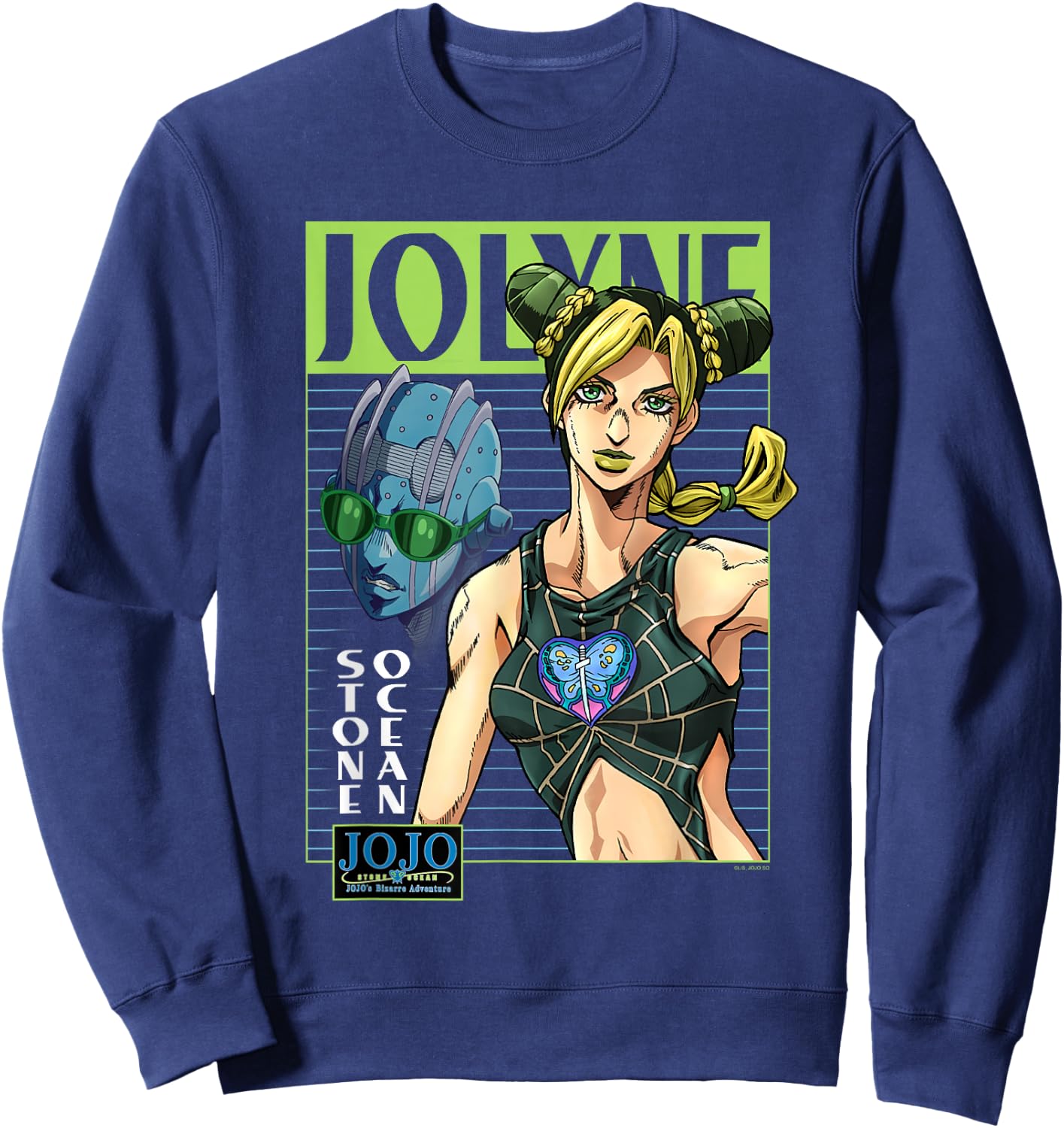 JoJo's Bizarre Adventure Jolyne & Stone Ocean Mugshot Anime Sweatshirt - Sweatshirt | Navy