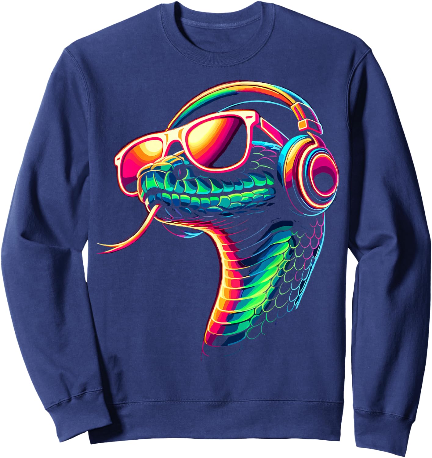 Snake With Sunglasses And DJ Headphones Sweatshirt - Sweatshirt | Navy