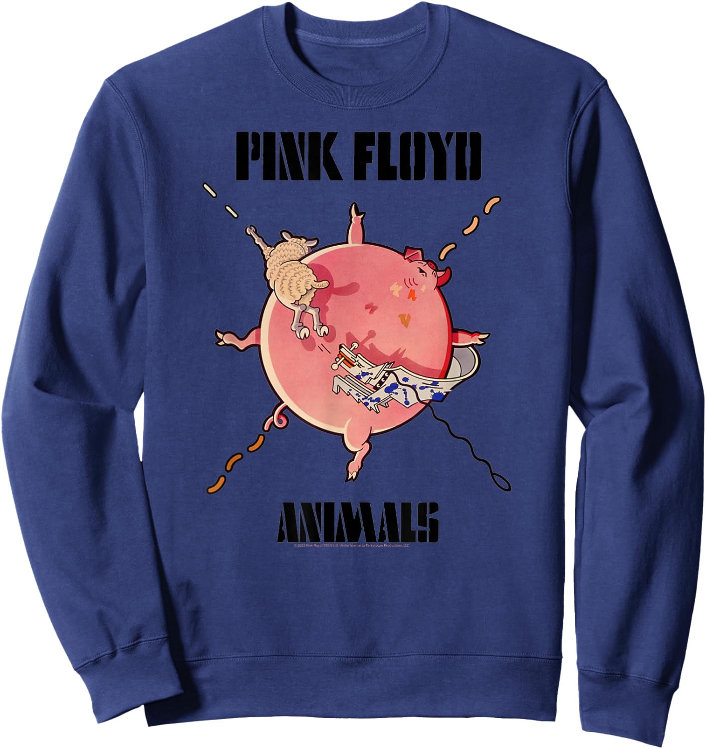 Official Pink Floyd Fat Pig Rock Music Band Retro Sweatshirt - Sweatshirt | Navy