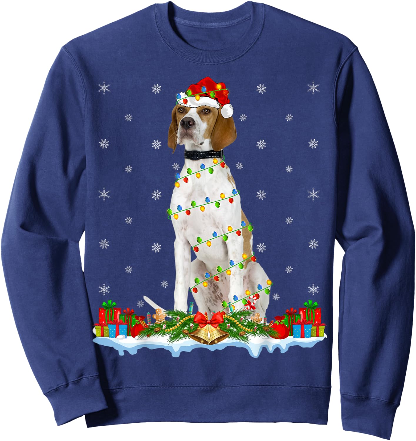 English Pointer Dog Xmas Lighting English Pointer Christmas Women Kids Sweatshirt - Sweatshirt | Navy