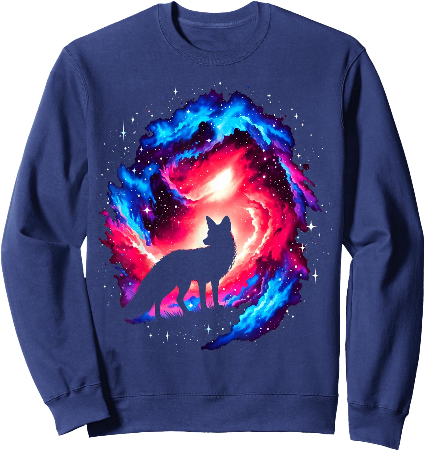 Cool Cosmic Fox Galaxy Graphic Space Art Sweatshirt - Sweatshirt | Navy