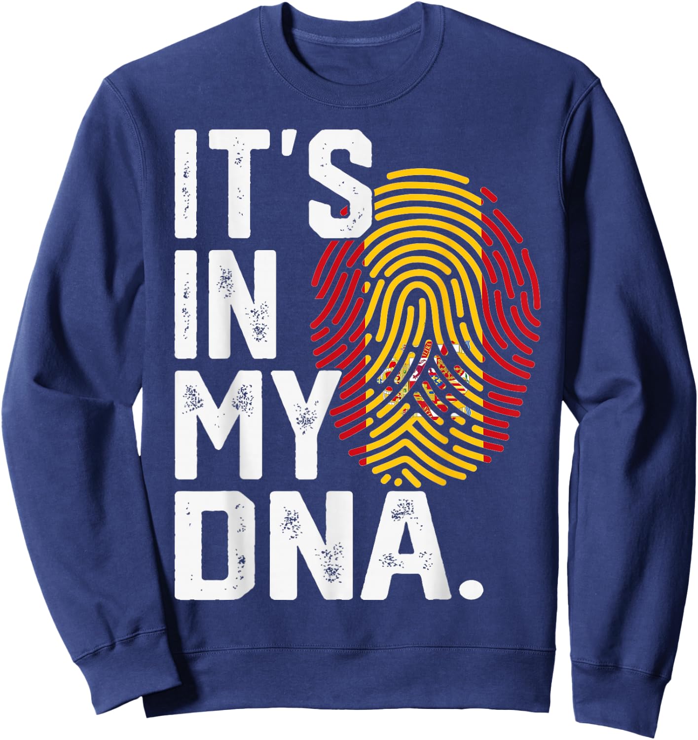 Spanien Roots Flagge Fingerabdruck Grafik Patriotisch Sweatshirt - Sweatshirt | Navy