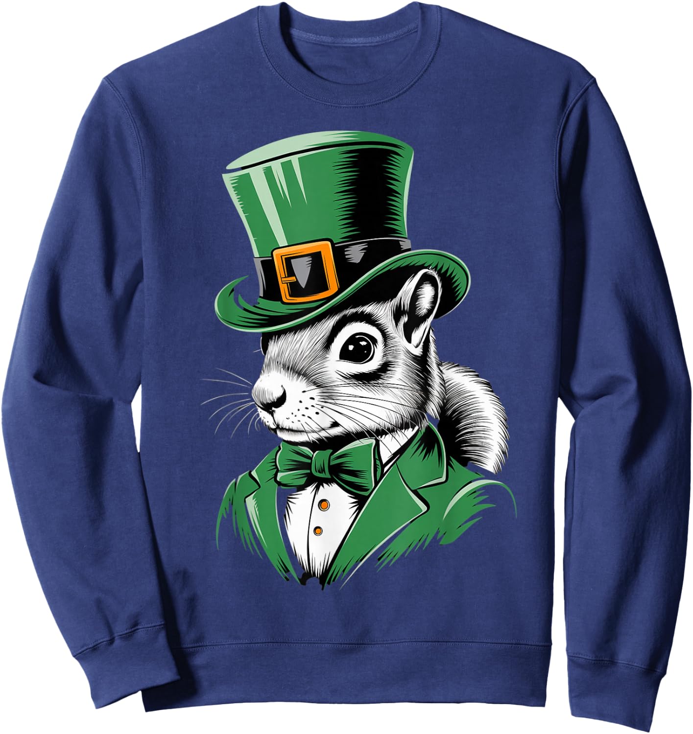 Green Squirrel shamrock on St Patricks Day Squirrel Sweatshirt - Sweatshirt | Navy