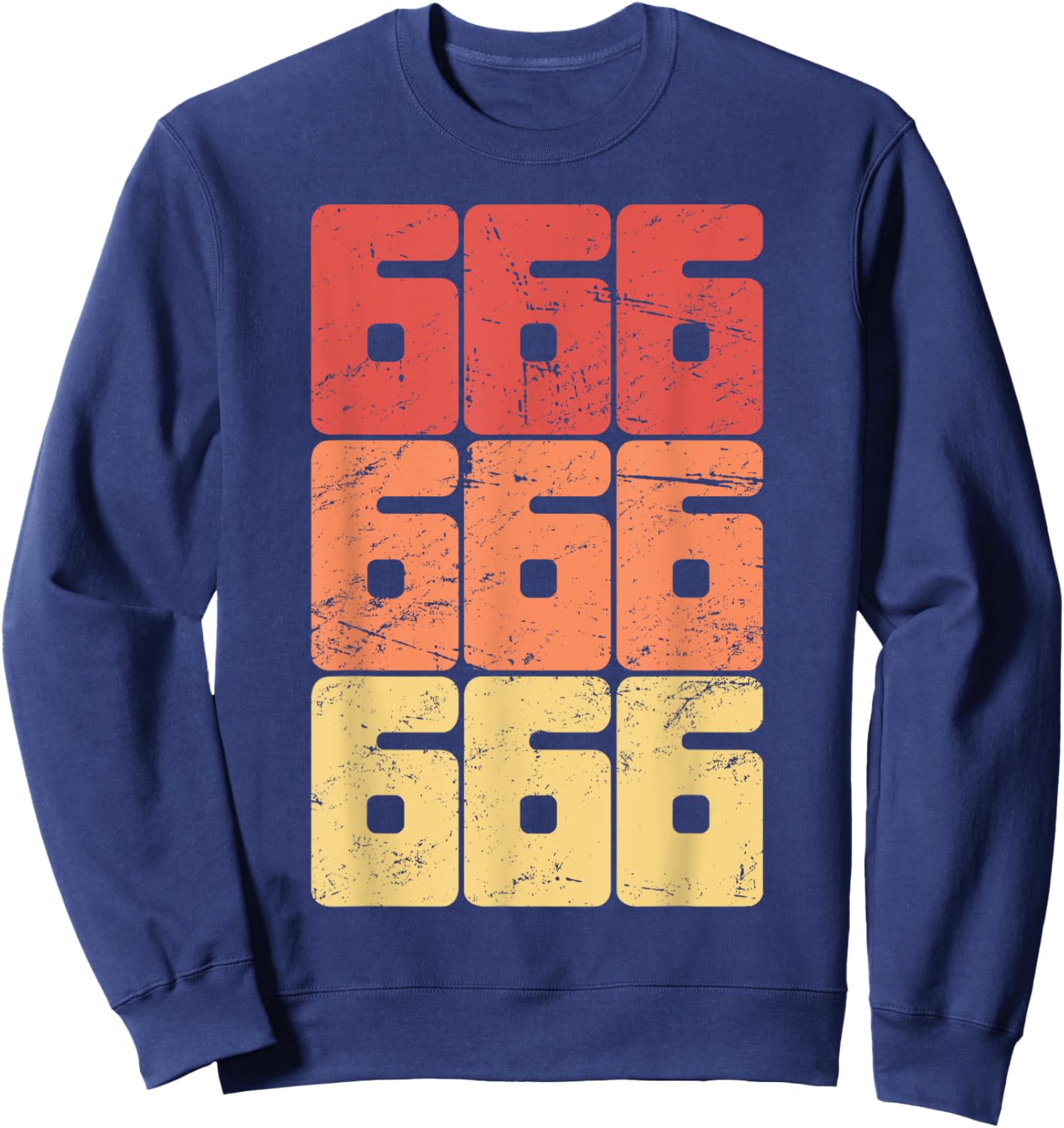 Retro Distressed Satanic 666 Sweatshirt - Sweatshirt | Navy