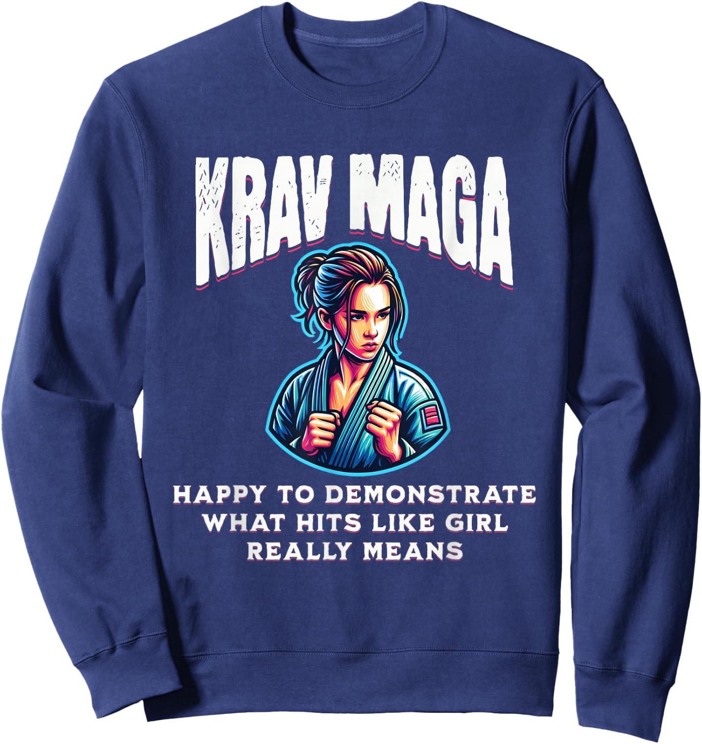 Krav Maga Girl Krav Maga Equipment MMA Items Krav Maga , Black, S Sweatshirt - Sweatshirt | Navy