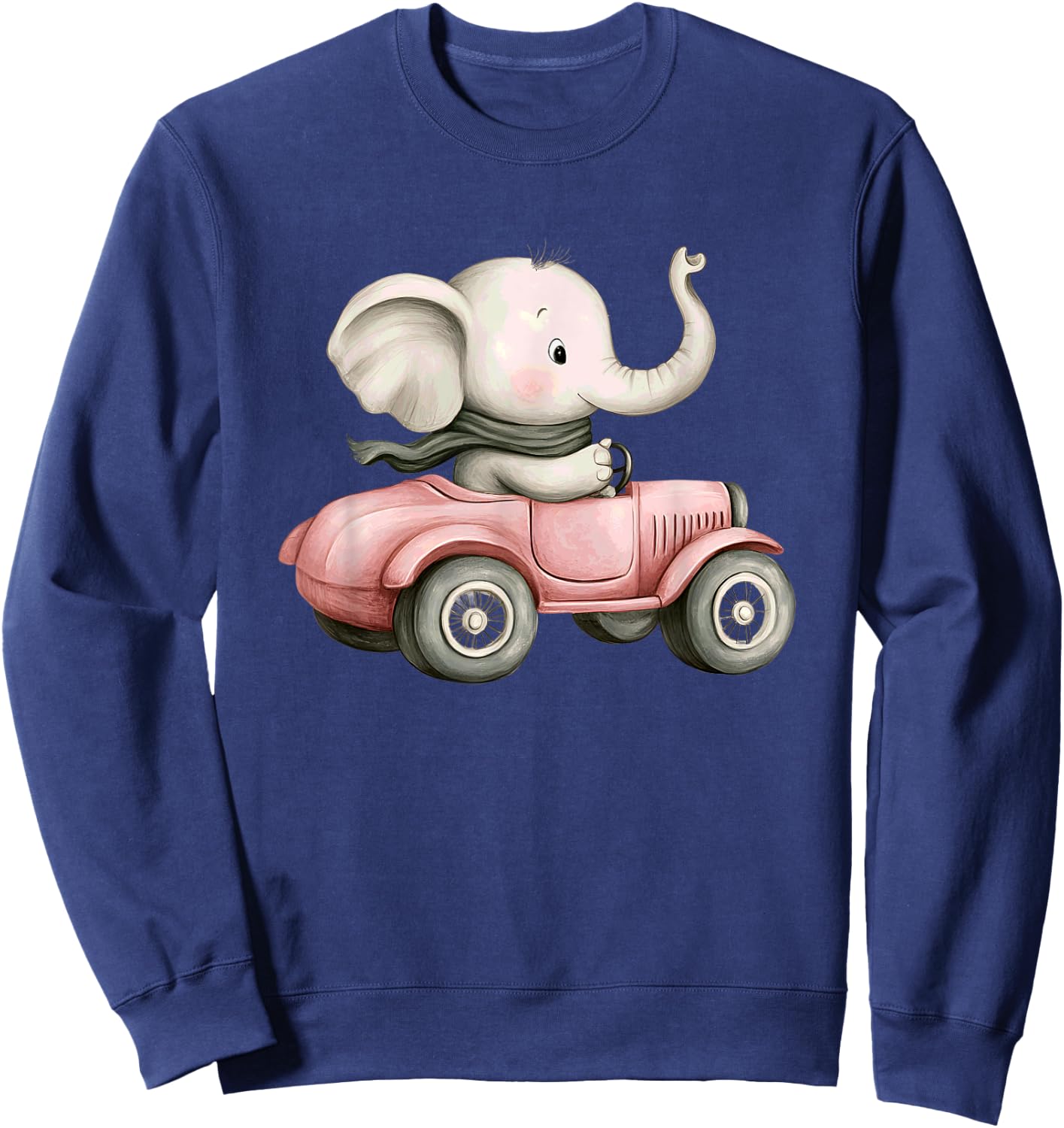 Cute Elephant Driving Vintage Car Delight Sweatshirt - Sweatshirt | Navy