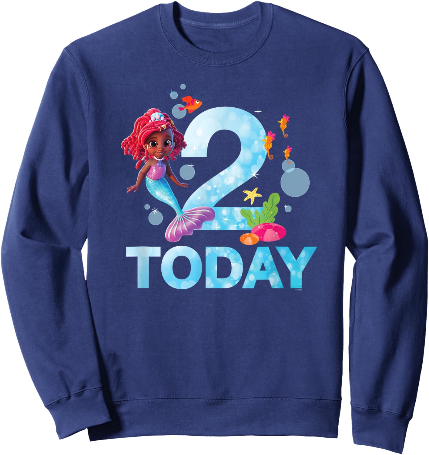 Disney Junior’s Ariel Second Birthday 2 Years Old Today Sweatshirt - Sweatshirt | Navy