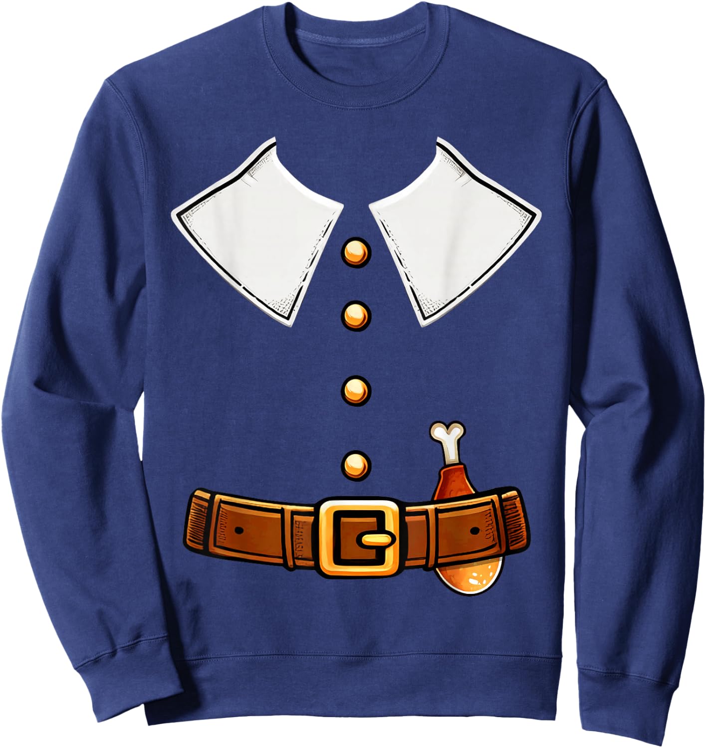 Pilgrim Costume Collar Thanksgiving Turkey Day Men Boys Sweatshirt - Sweatshirt | Navy