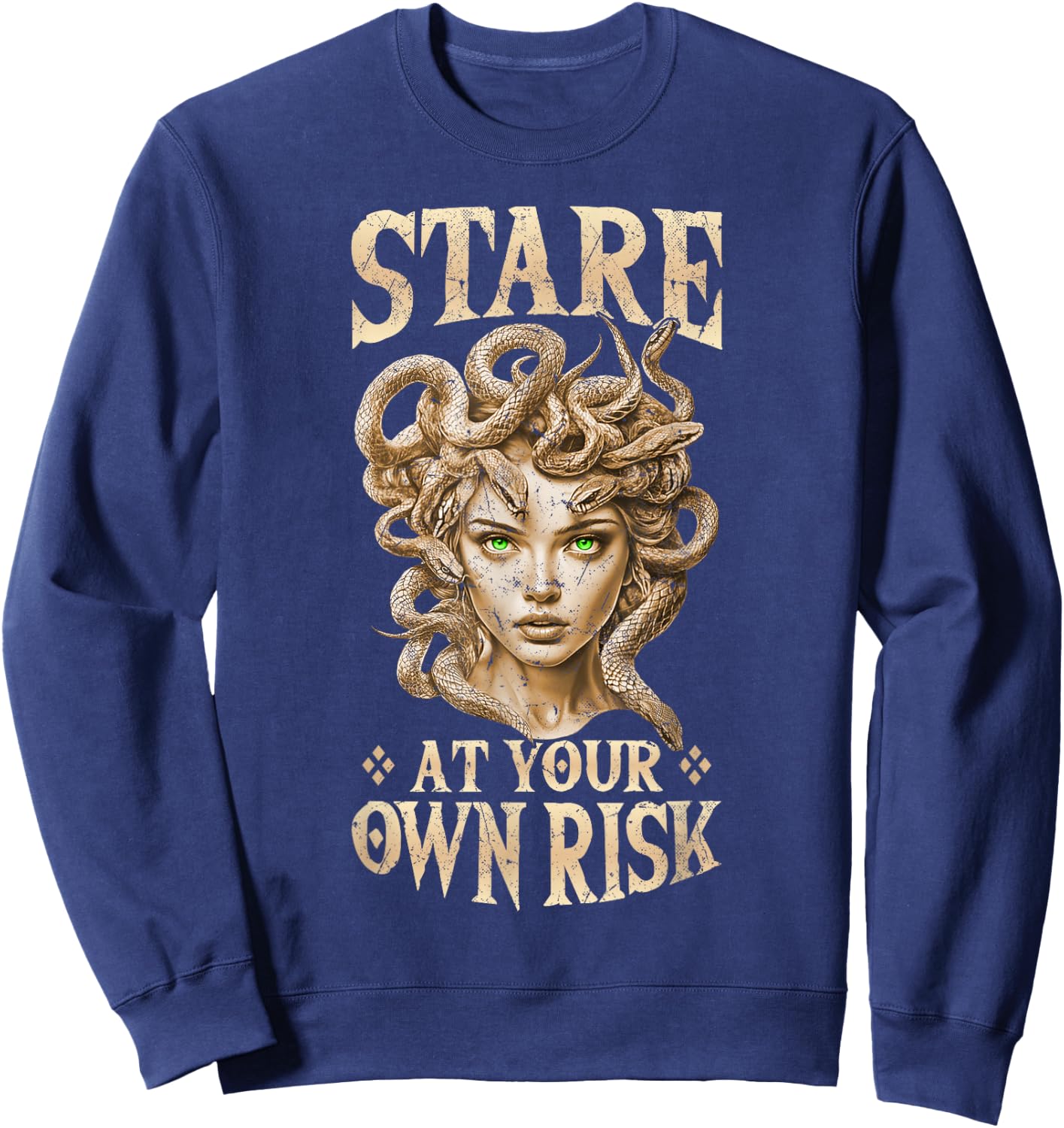 Medusa Graphic Greek Mythology Design Snake Medusa Sweatshirt - Sweatshirt | Navy