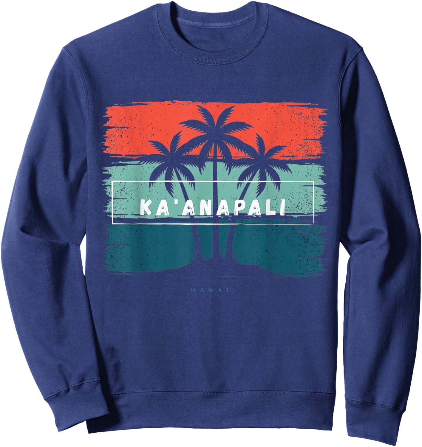 Vintage Ka'anapali Hawaii Summer Beach Palm Tree Sunset Trip Sweatshirt - Sweatshirt | Navy