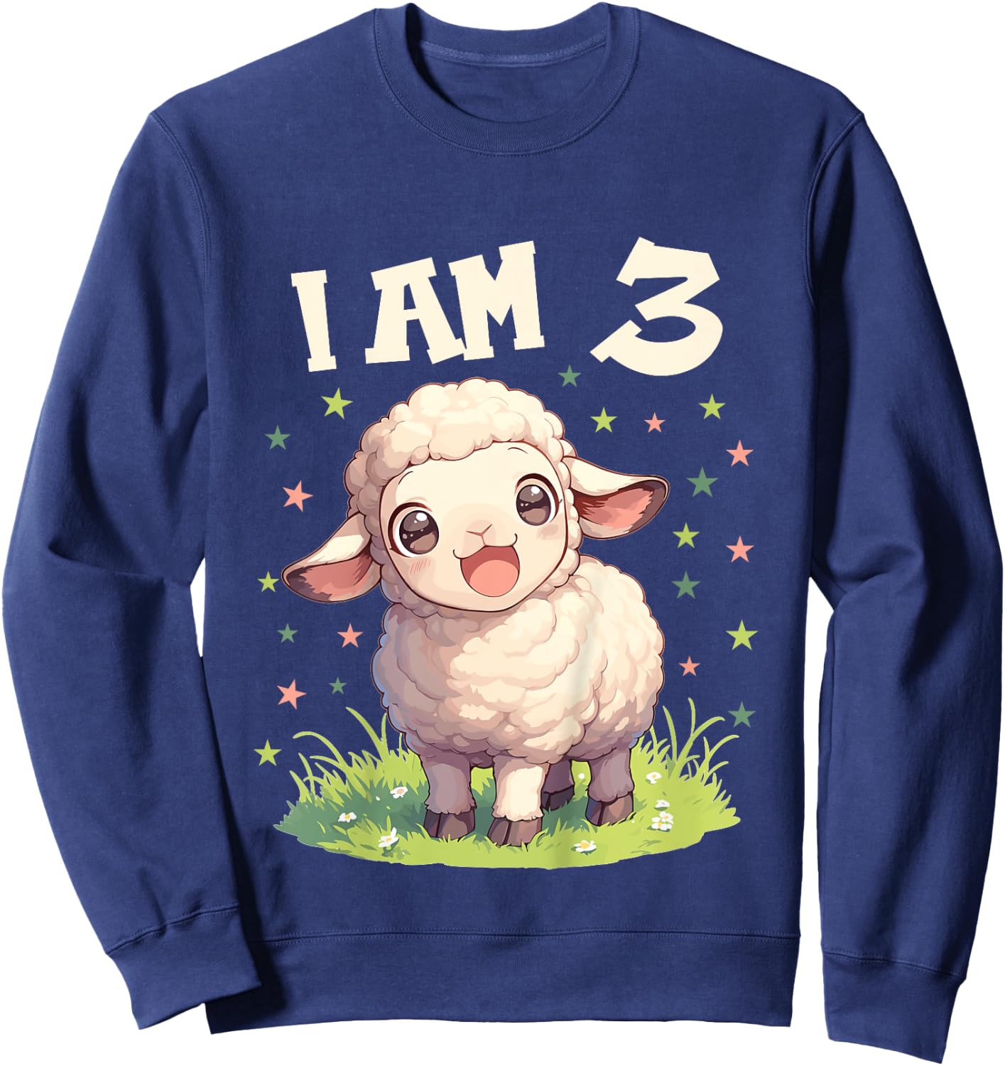 Kids 3 Years old 3 birthday Sheeps Boy Girl Sheep Sweatshirt - Sweatshirt | Navy