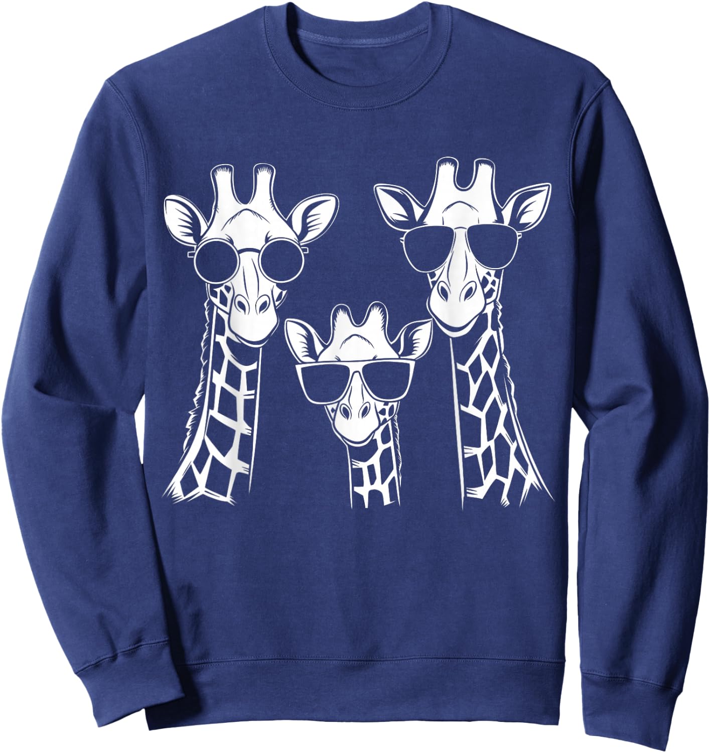 Giraffes Family With Sunglasses - Giraffe Sweatshirt - Sweatshirt | Navy