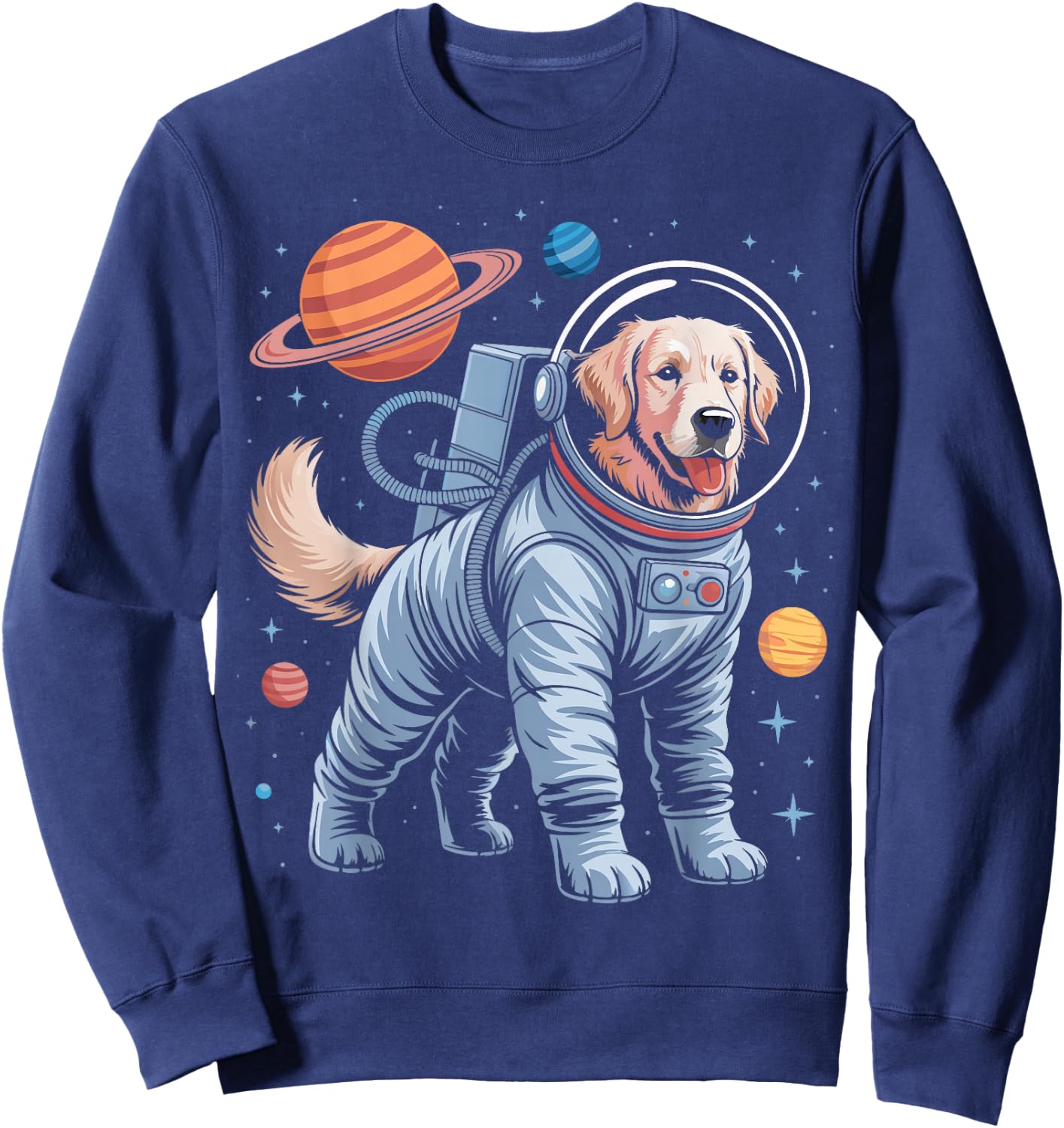 Astronaut Golden Retriever Space Sweatshirt - Sweatshirt | Navy