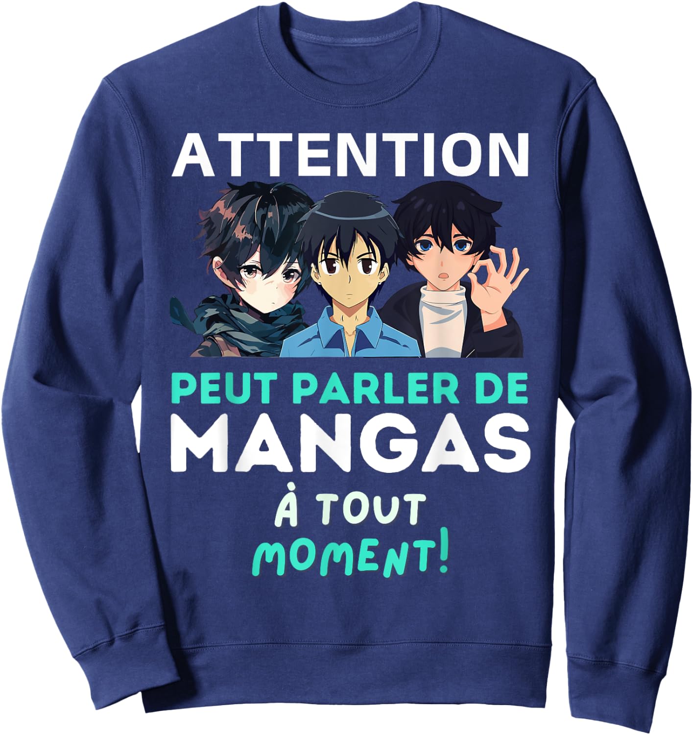 Can Talk Manga - Humor Funny Manga , Black, S Sweatshirt - Sweatshirt | Navy