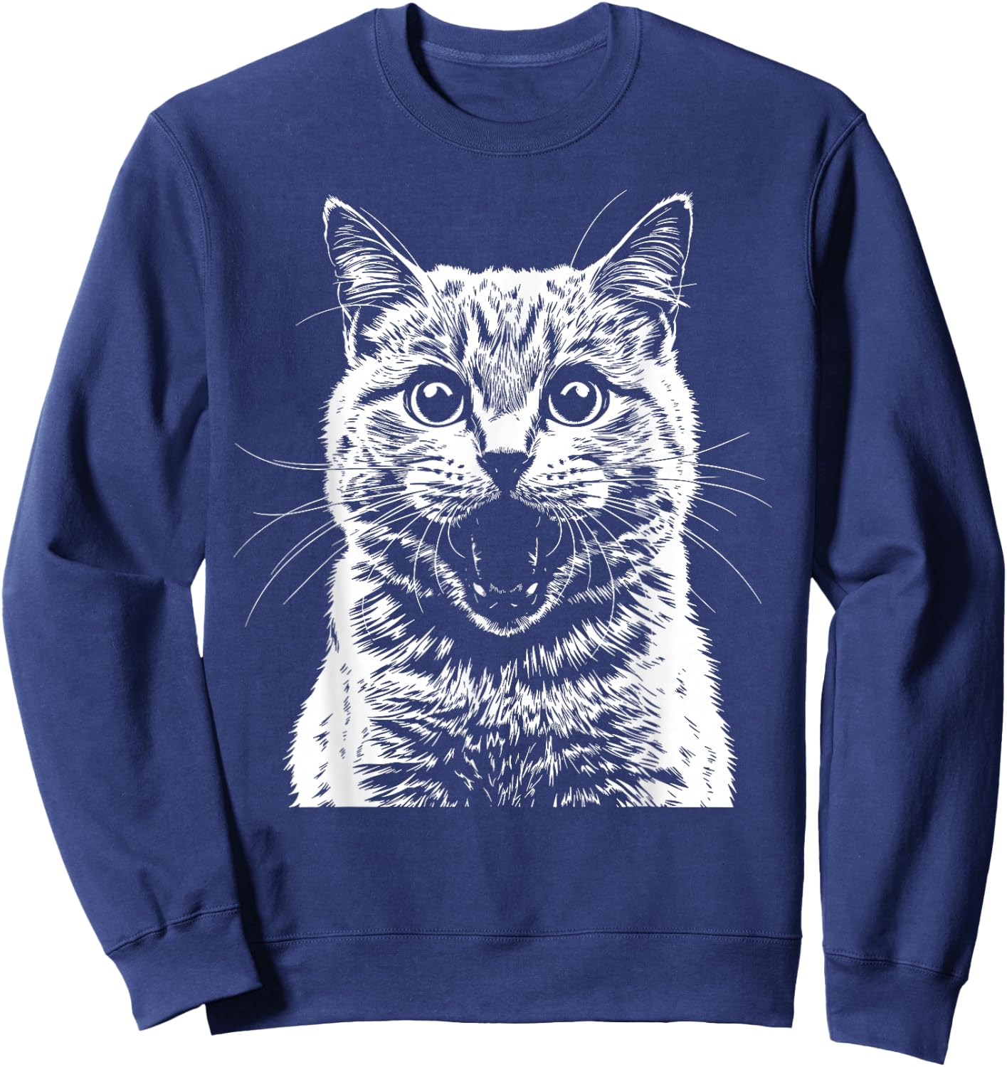 Silhouette Cat Head Illustration Idea Cat Design , Black, S Sweatshirt - Sweatshirt | Navy